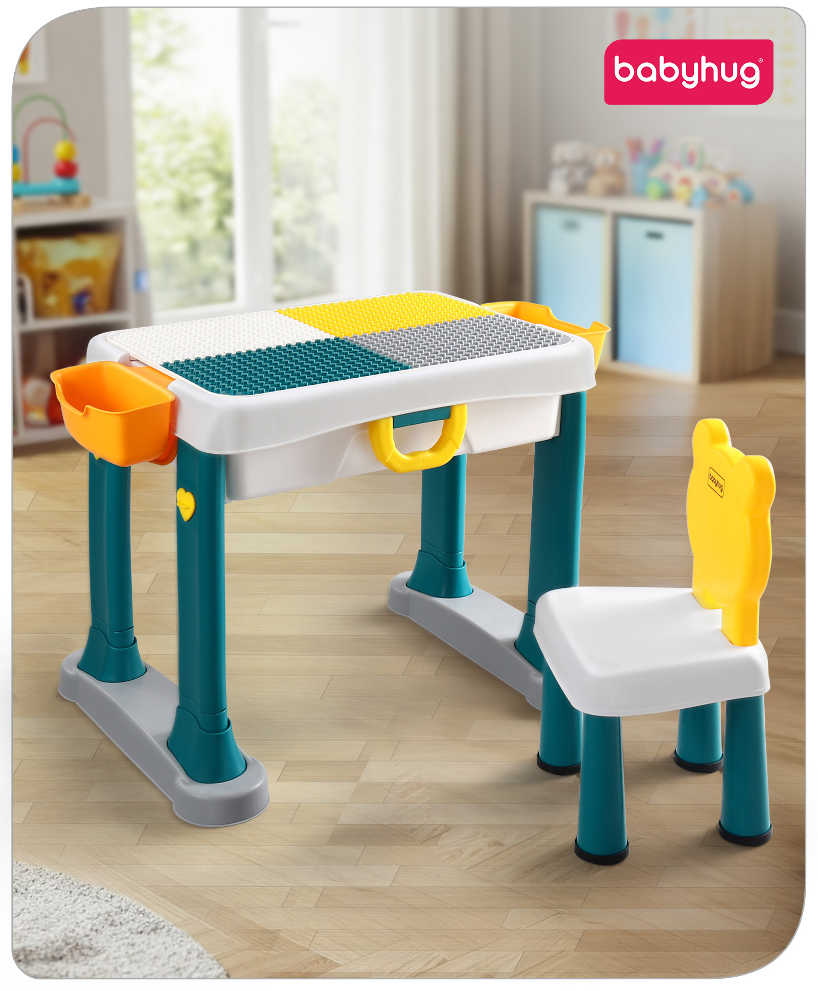 Babyhug Junior Study Table and Chair Set with Storage - Green