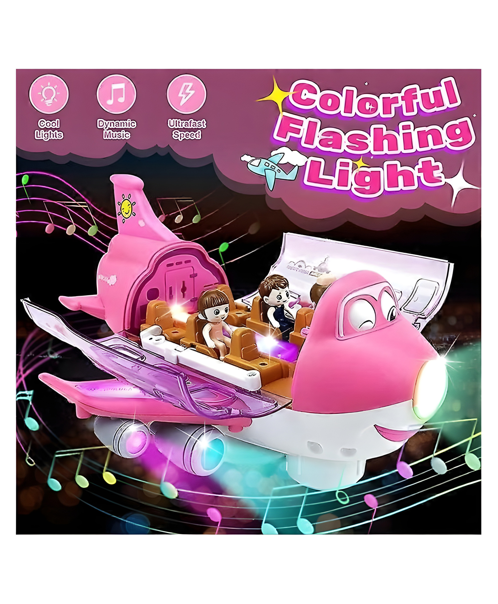 YAMAMA Musical Toys For Kids Happy Fun Airliner Toys For Kids Electric Airplane 360 Degree Rotating Universal Wheel With Lights And Dynamic Music Aeroplane Kids ToysColor May Vary-image-22