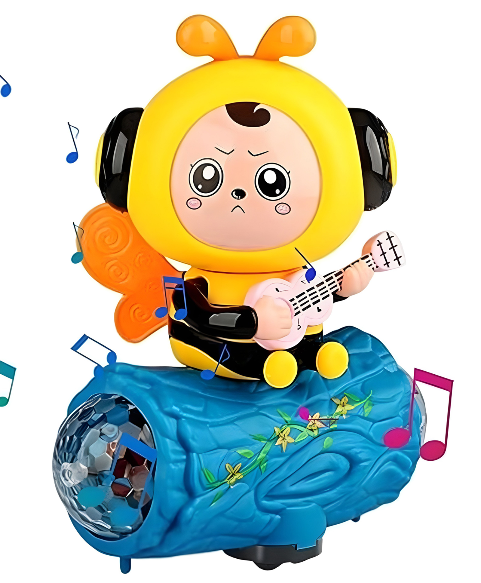 YAMAMA Musical Toys For Kids Cute Face Change Little Bee Toys With 360 Degree Rotating Universal Wheel Lights And Music Kids ToysColor May Vary-picture-20