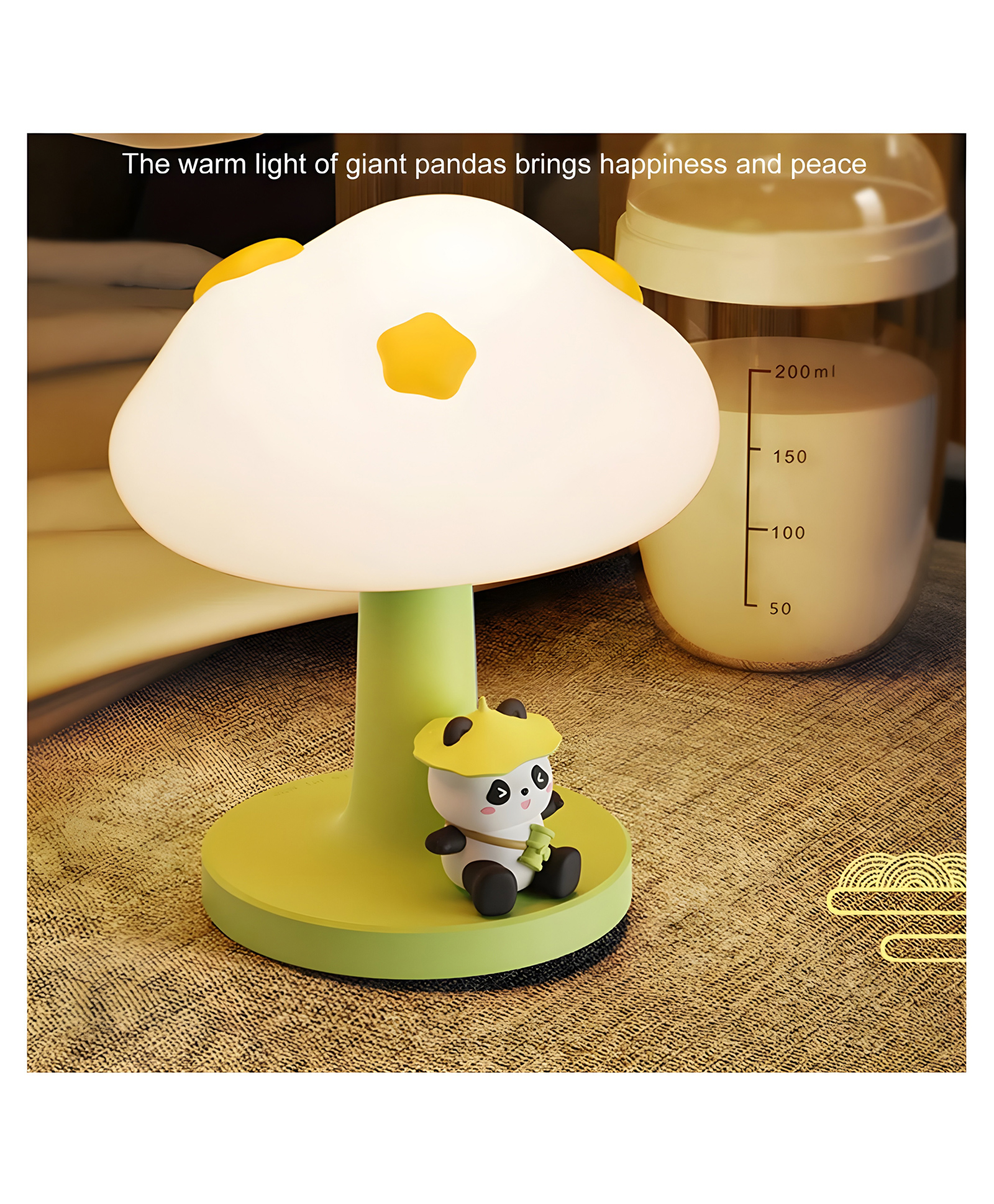 YAMAMA PoPo Panda Soft Silicone Bedside Table Lamp LED Animal Night Light Kawaii Light Up USB Rechargeable Panda Touch Light - Multicolor-image-23