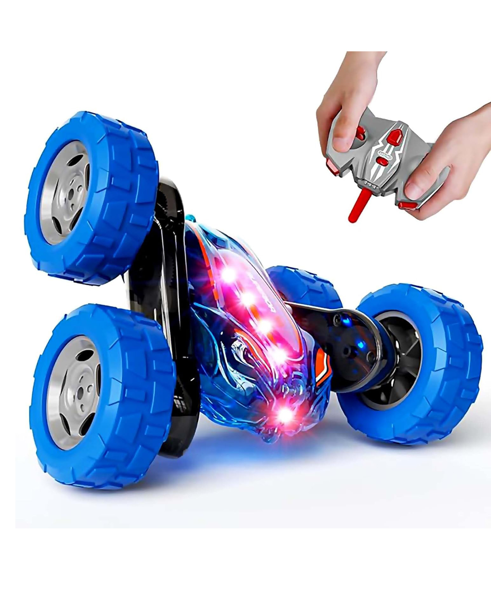 Sanjary High Speed 4WD RC Stunt Racing Car - Rechargeable, 2.4GHz Remote Control, 360° Spins and Flips, Durable All-Terrain Toy for Kids color design may vary-image-5