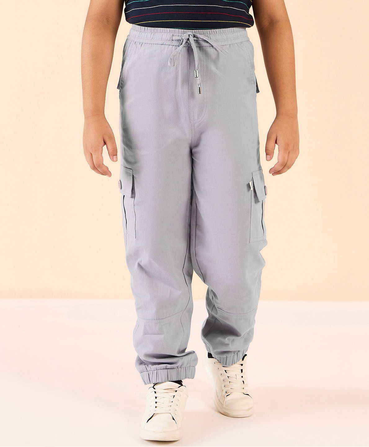 stylobug Stylo Bug Cotton Solid Cargo Pants - Grey-picture-7