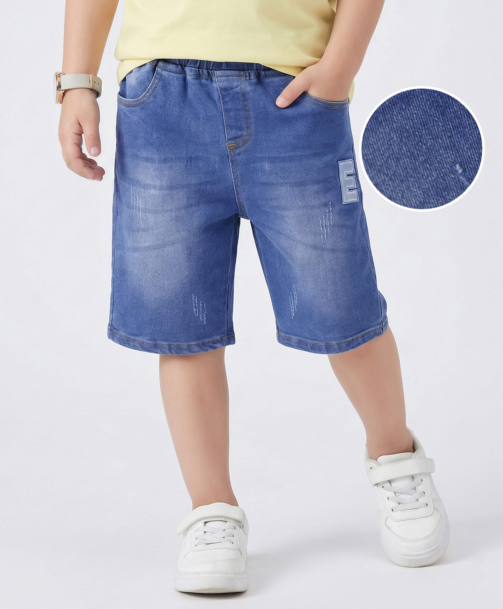 mark & mia Kookie Kids Knee Length Shorts With Patch Applique Detailing - Blue-picture-18