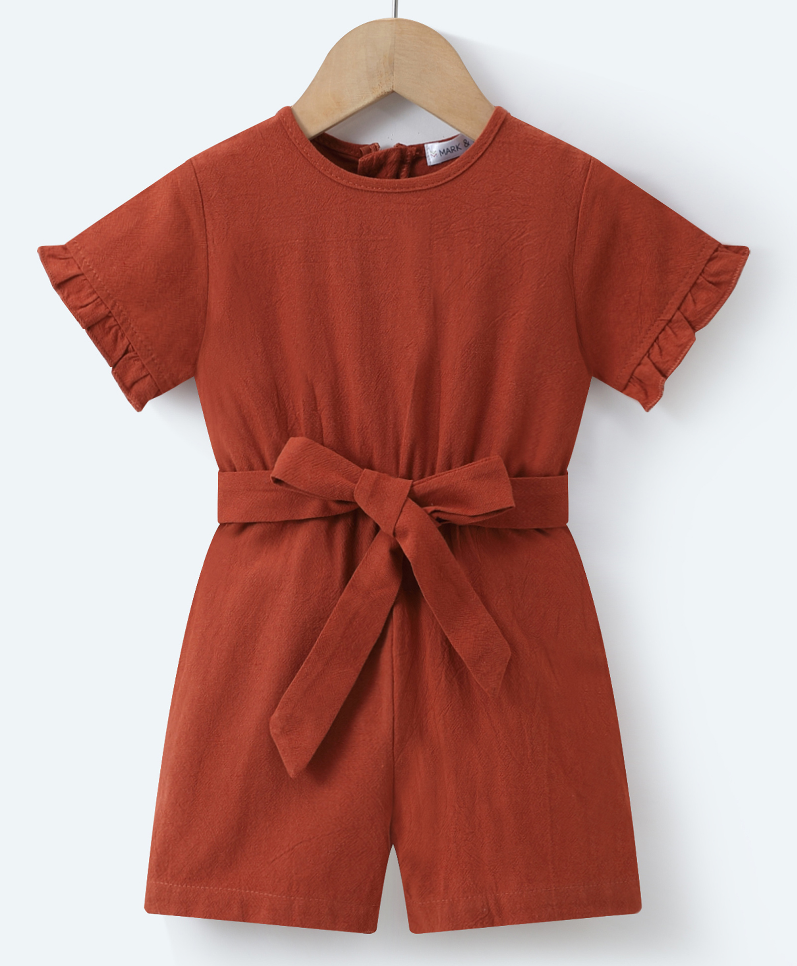 Mark & Mia Cotton Half Sleeves Solid Jumpsuit - Brown-picture-16