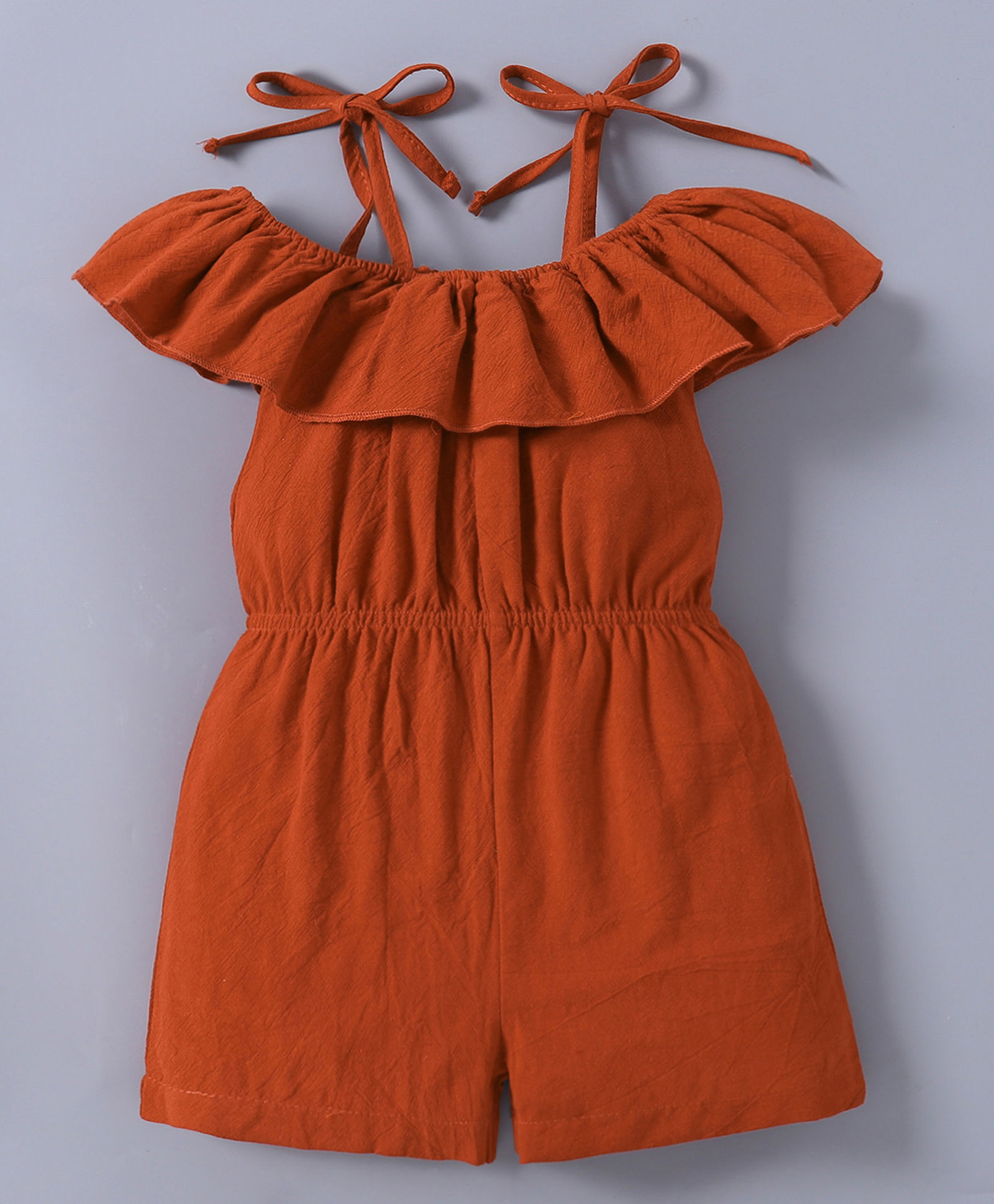 Mark & Mia Cotton Singlet Sleeves Jumpsuit with Frill Detailing - Brown-image-17