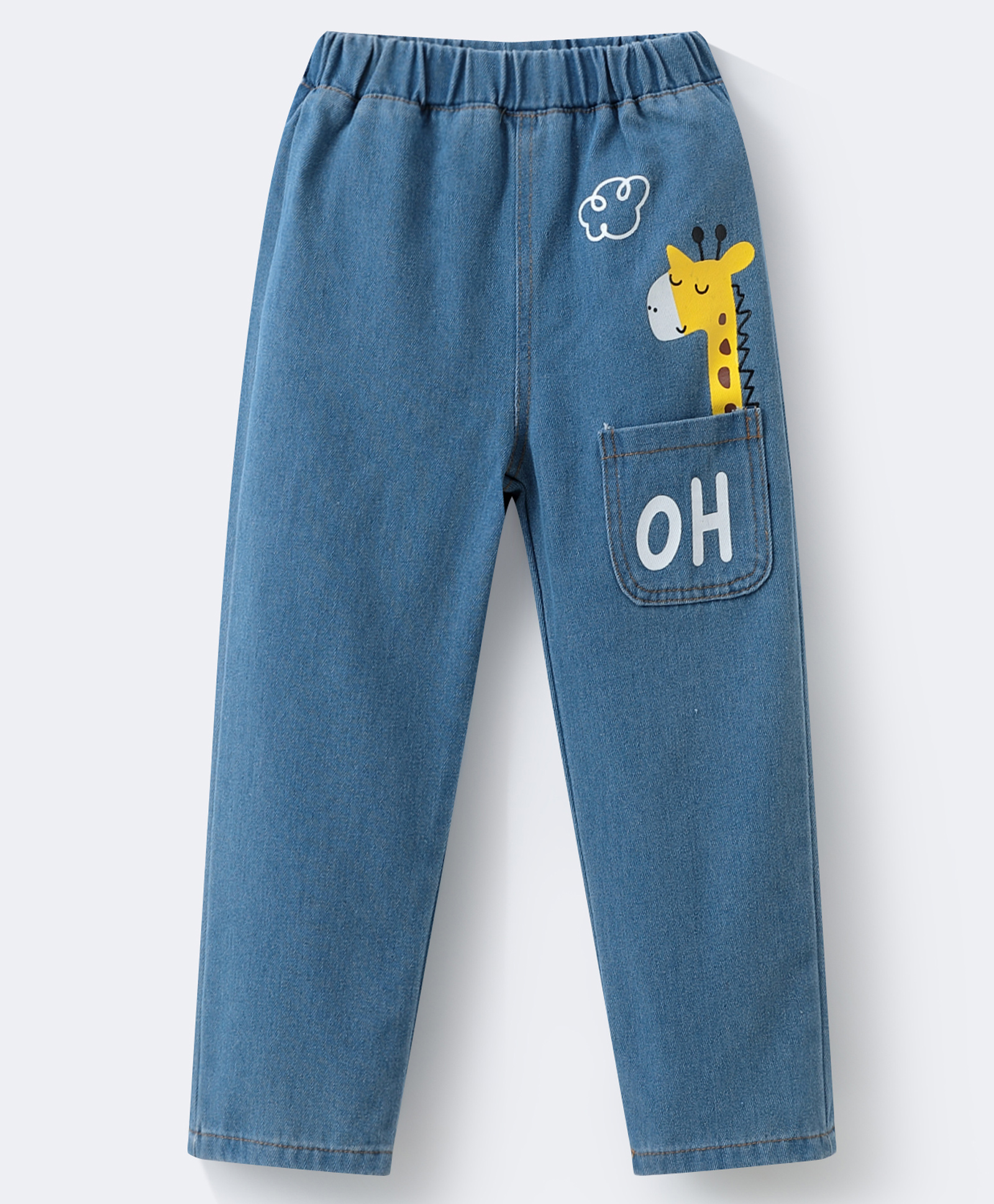 Mark & Mia Full Length Washed Jeans with Giraffe Print - Blue-picture-15