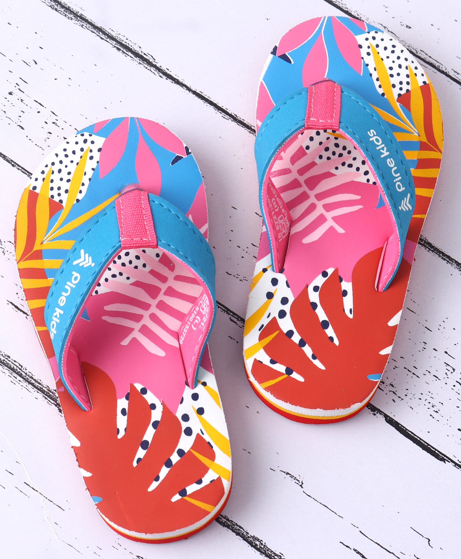Pine Kids Slip On Flip Flops with Tropical Print - Pink & Red-picture-24