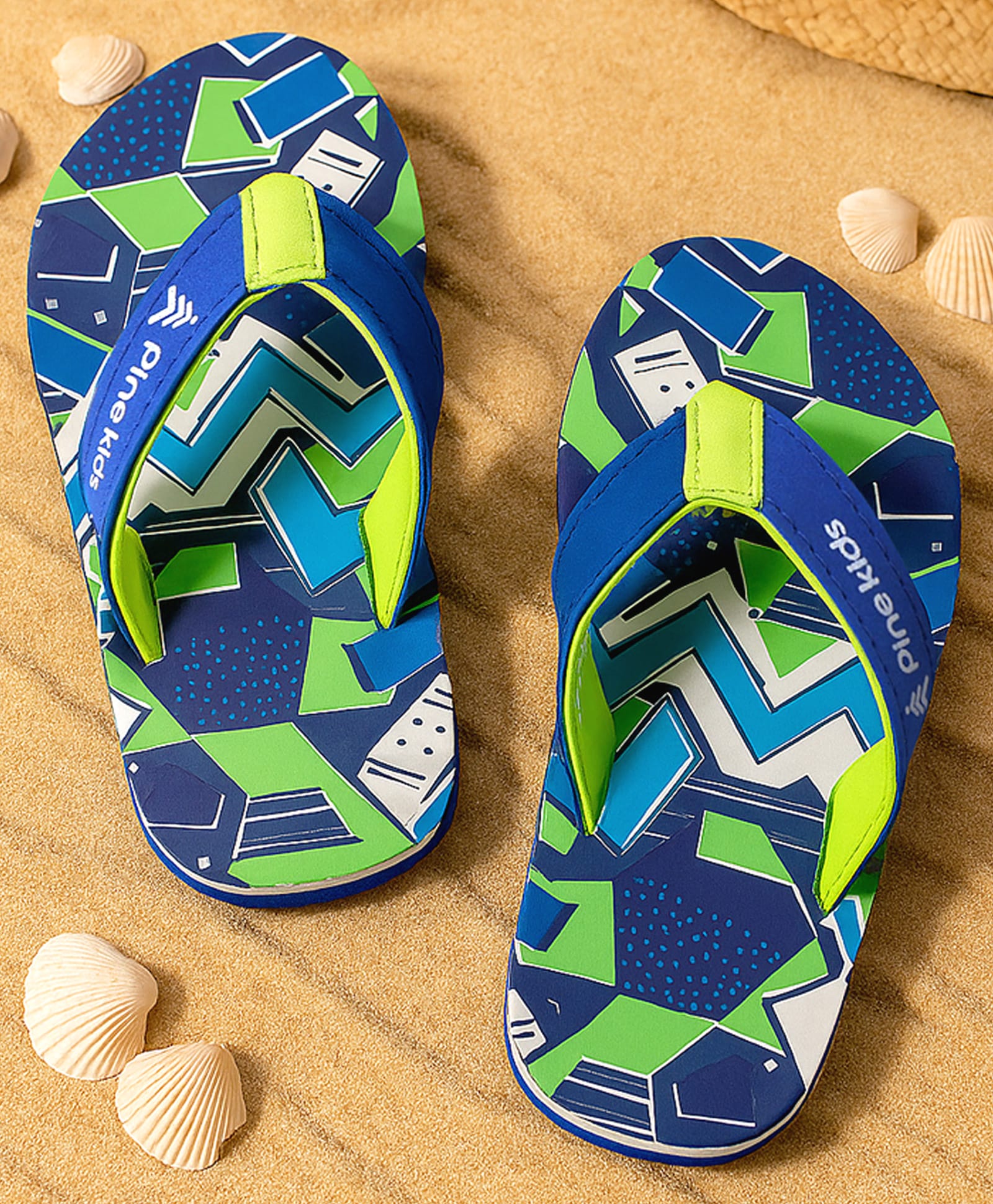 Pine Kids Slip On Flip Flops with Abstract Print - Blue-image-45