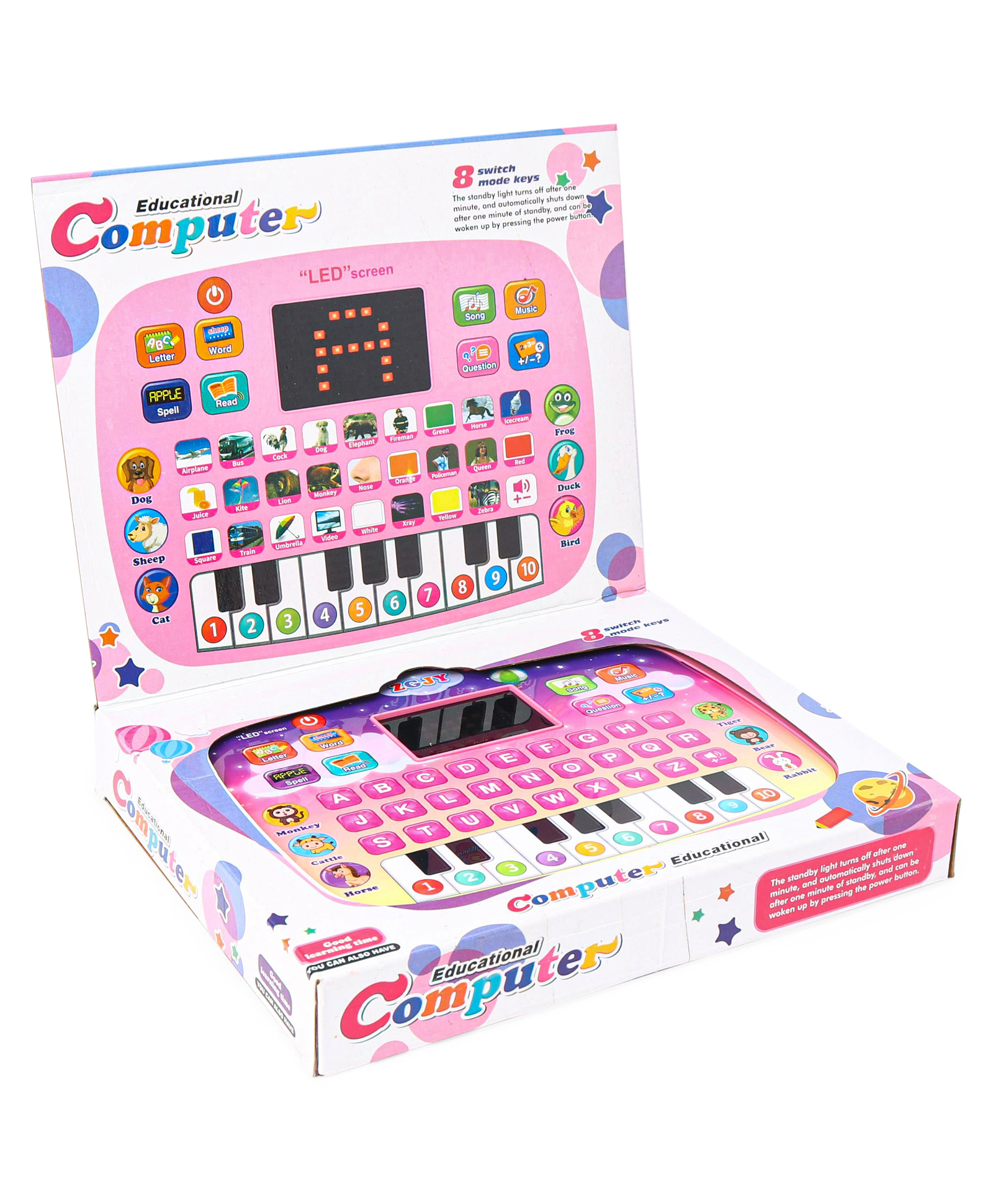 House of kids Piano Laptop with LED Screen & Music Computer Tablet - Pink-image-43