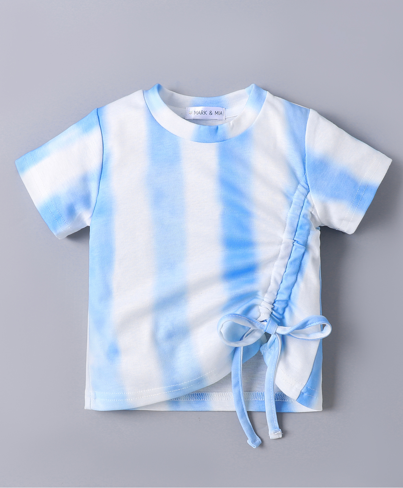Mark & Mia Half Sleeves Tie Dye Top with Knot Detailing - Light Blue-picture-21