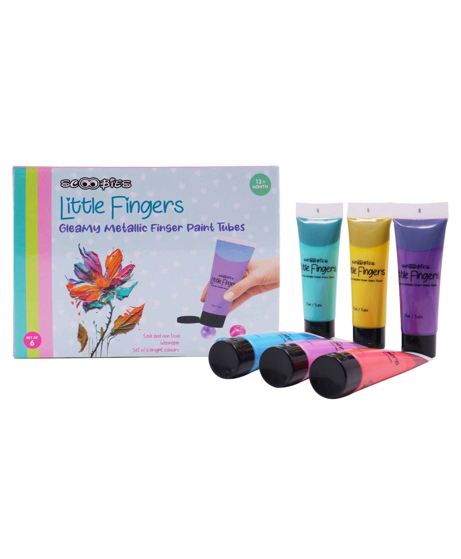 Scoobies Little Fingers Gleamy Metallic Finger paints | Set of 6-image-4