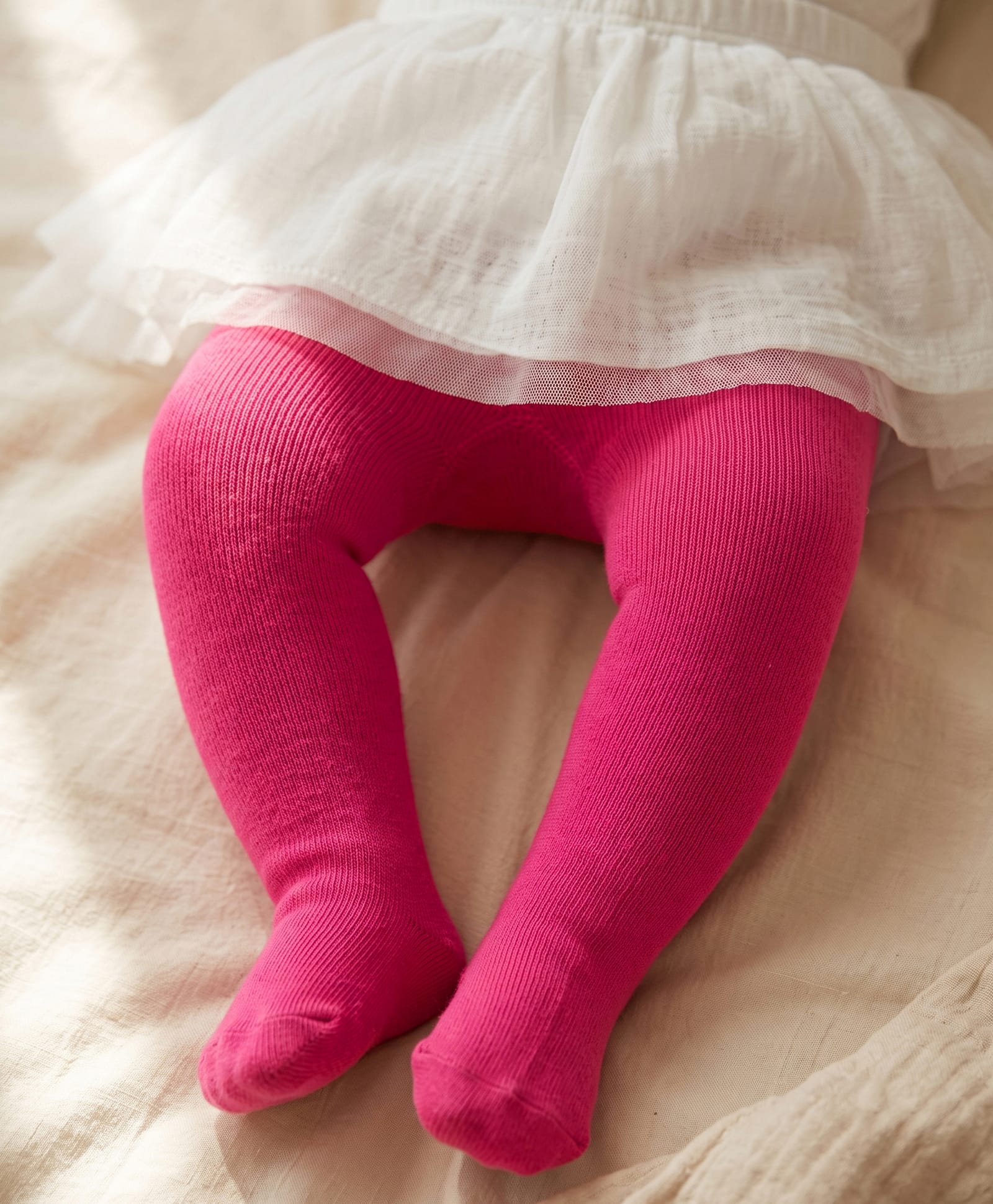 Cute Walk by Babyhug Knit Antibacterial Solid Footed Tights - Pink-image-22