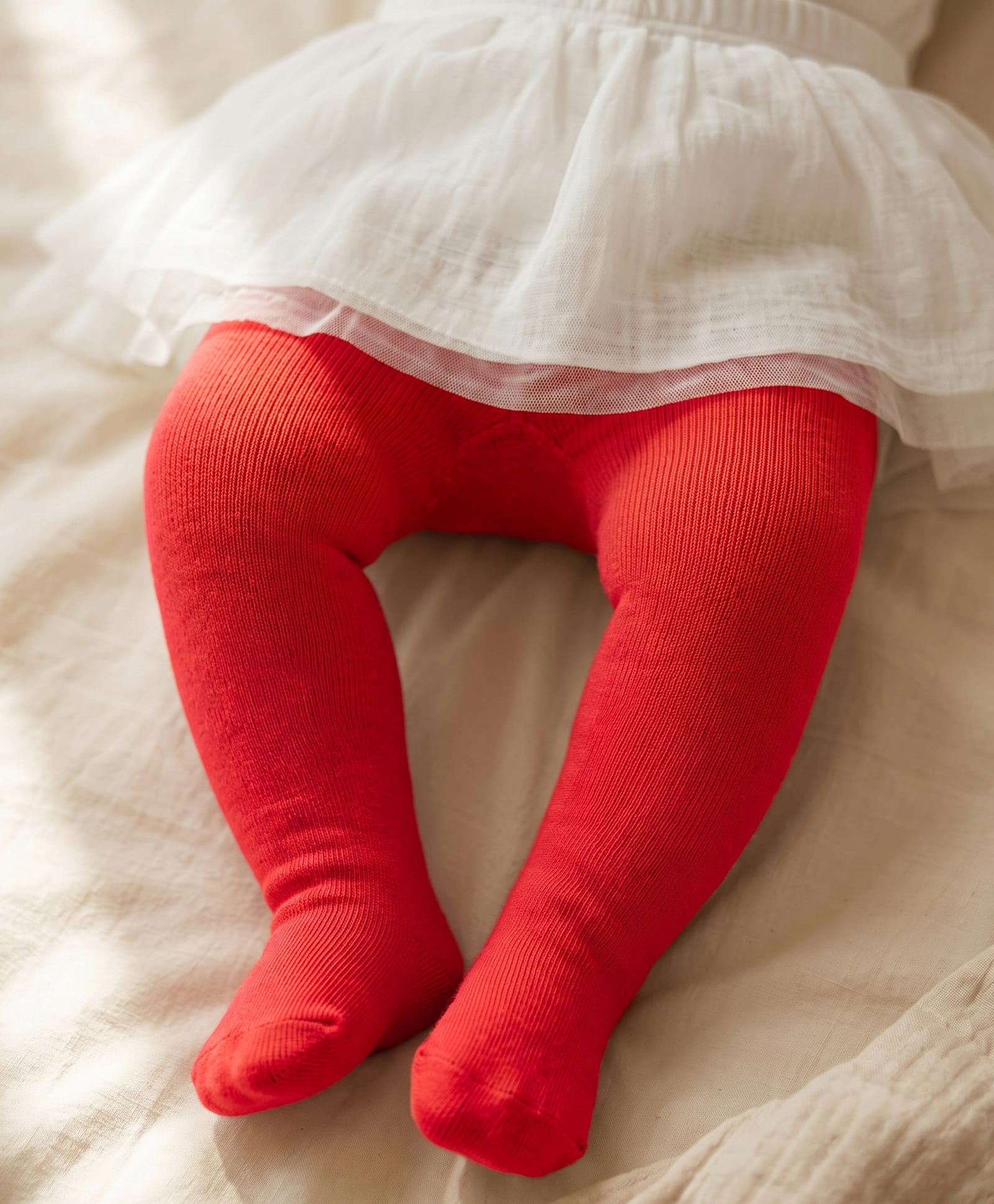 Cute Walk by Babyhug Knit Antibacterial Solid Footed Tights - Red-image-25