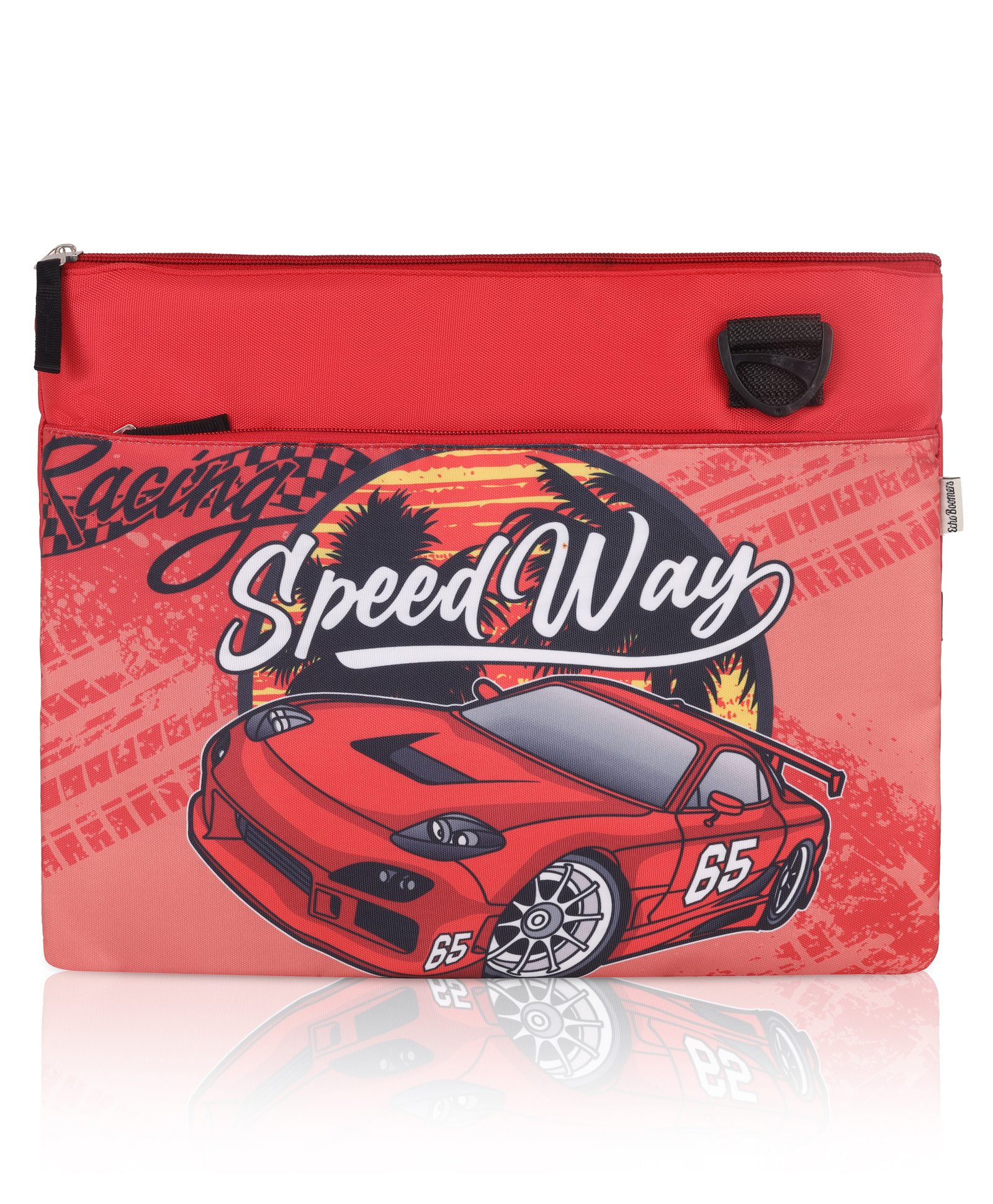 Echo Boomers Racing Car Design Sling Bag with 3 Compartments, Cushioned & Detachable Strap, Perfect for Travel and Activities Height 15 Inches-image-9