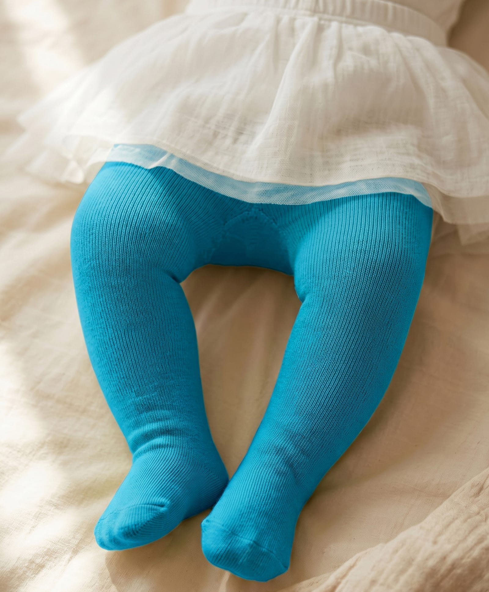 Cute Walk by Babyhug Knit Antibacterial Solid Color Footed Tights - Teal Blue-image-32