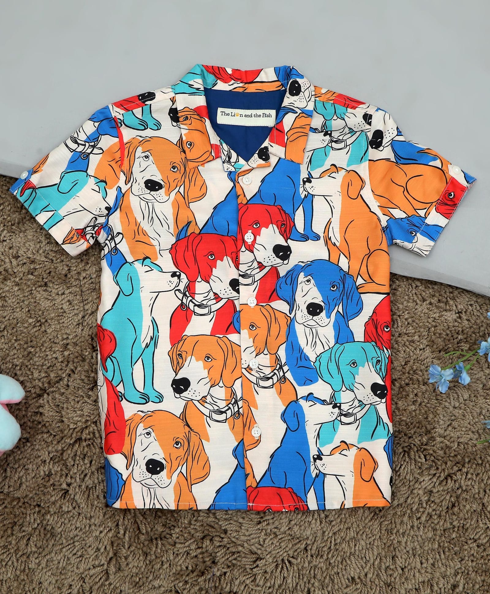 The Lion and the Fish Half Sleeves Dogs Printed Shirt - Butterscotch-picture-28
