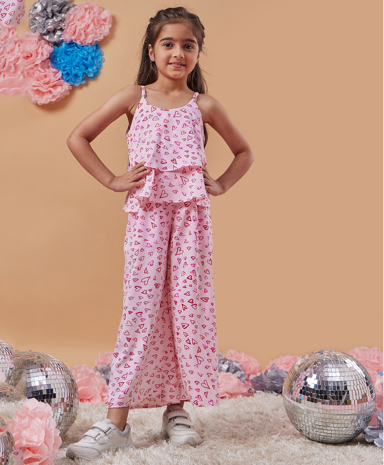 Pspeaches Sleeveless Heart Printed Jumpsuit - Pink-picture-19
