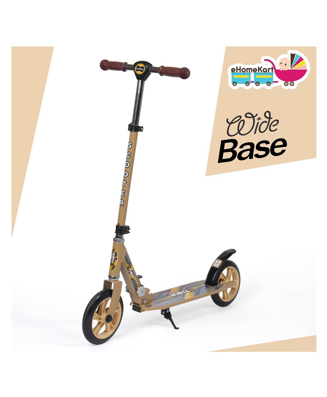 Funride Kids Scooter Ether Two Wheel Kick Scooters for Boys and Girls with Adjustable Height and Rear Brake 2 Wheels Foldable Skate - Beige-image-19