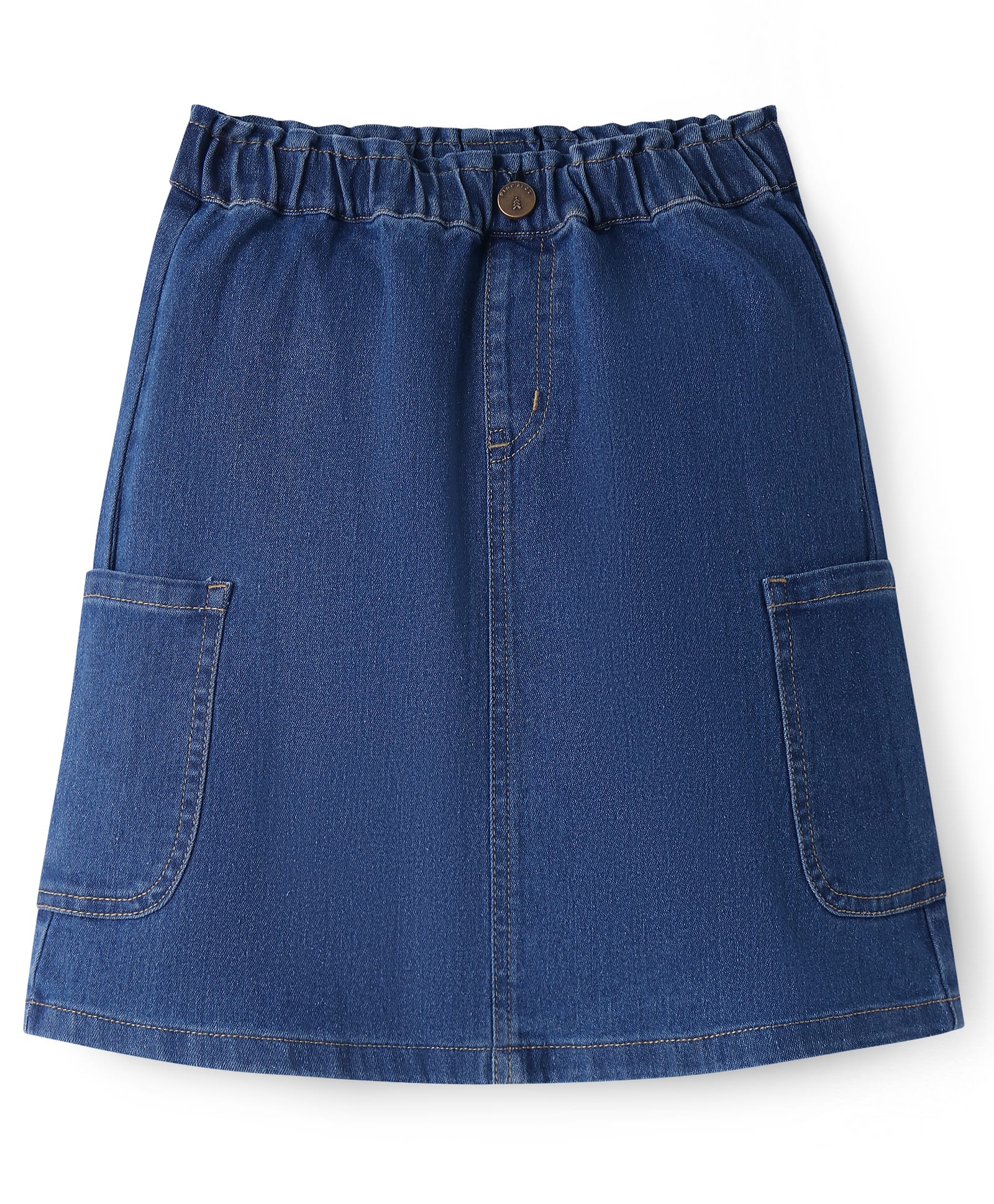 Pine Kids Knee Length Washed Denim Skirt - Blue-picture-10