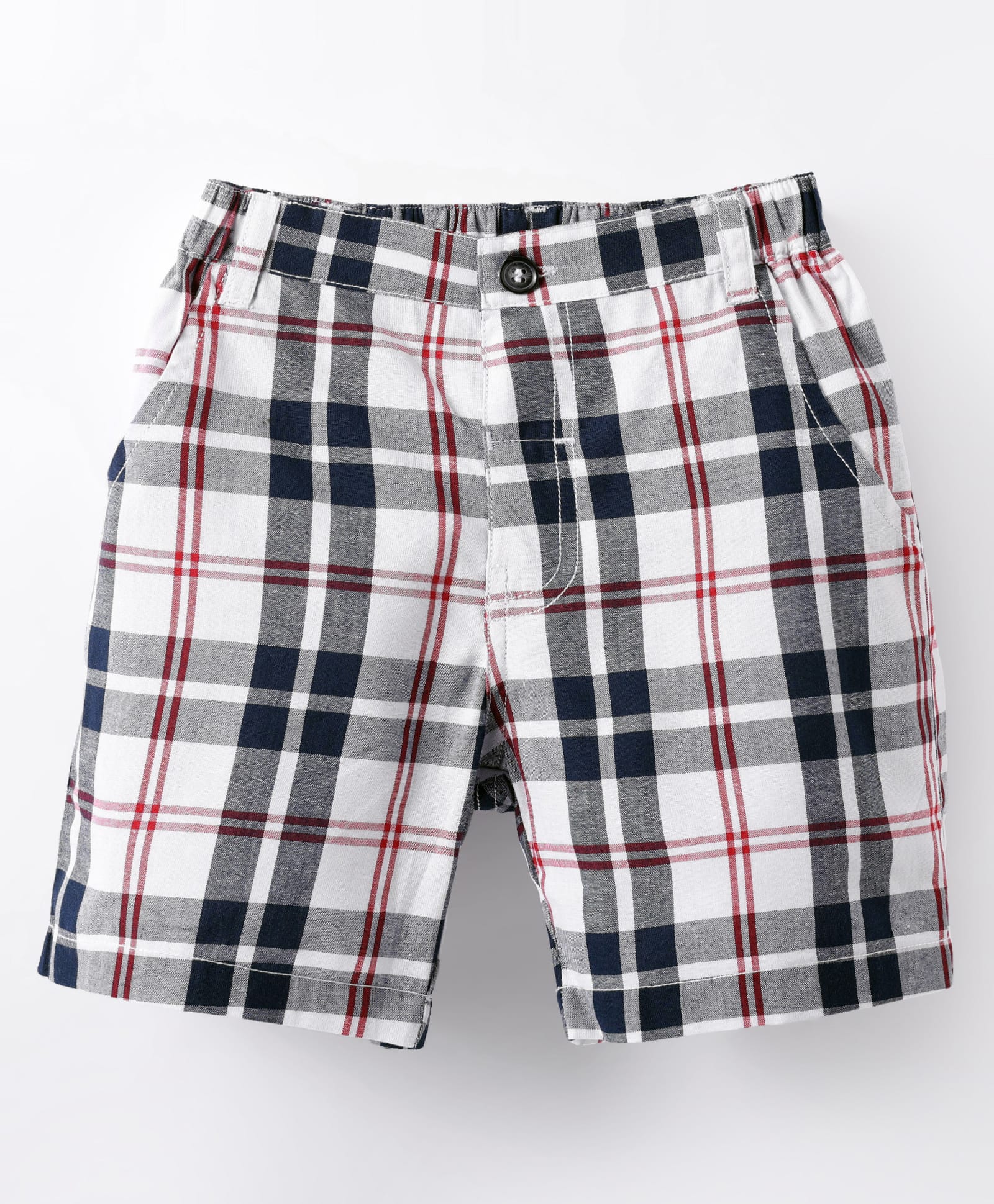 Simply Premium Cotton Woven Knee Length Checkered Shorts - Navy Blue-picture-21