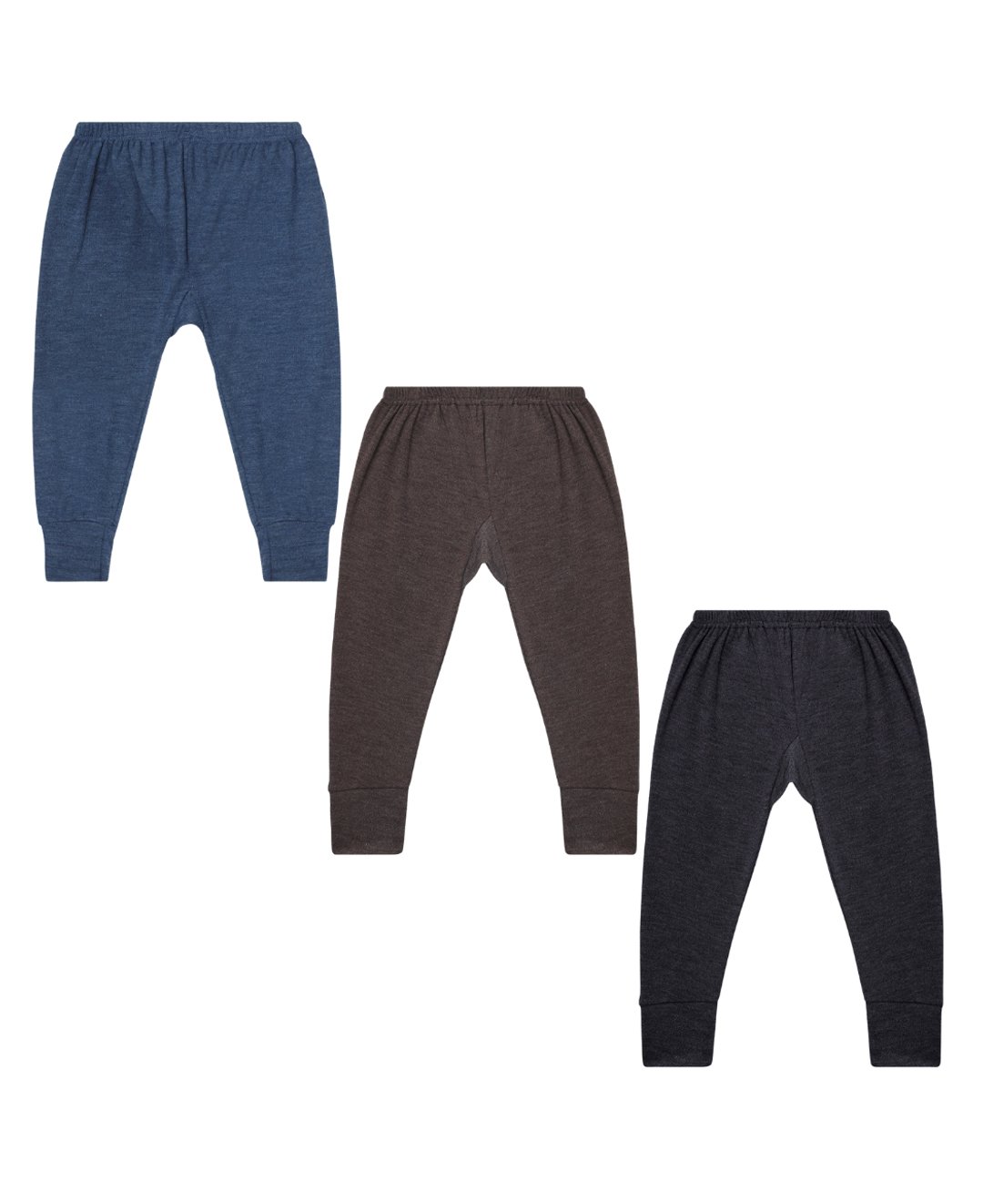 Superminis Melange Woven Solid Thermal Leggings Set - Blue Brown & Grey-picture-5