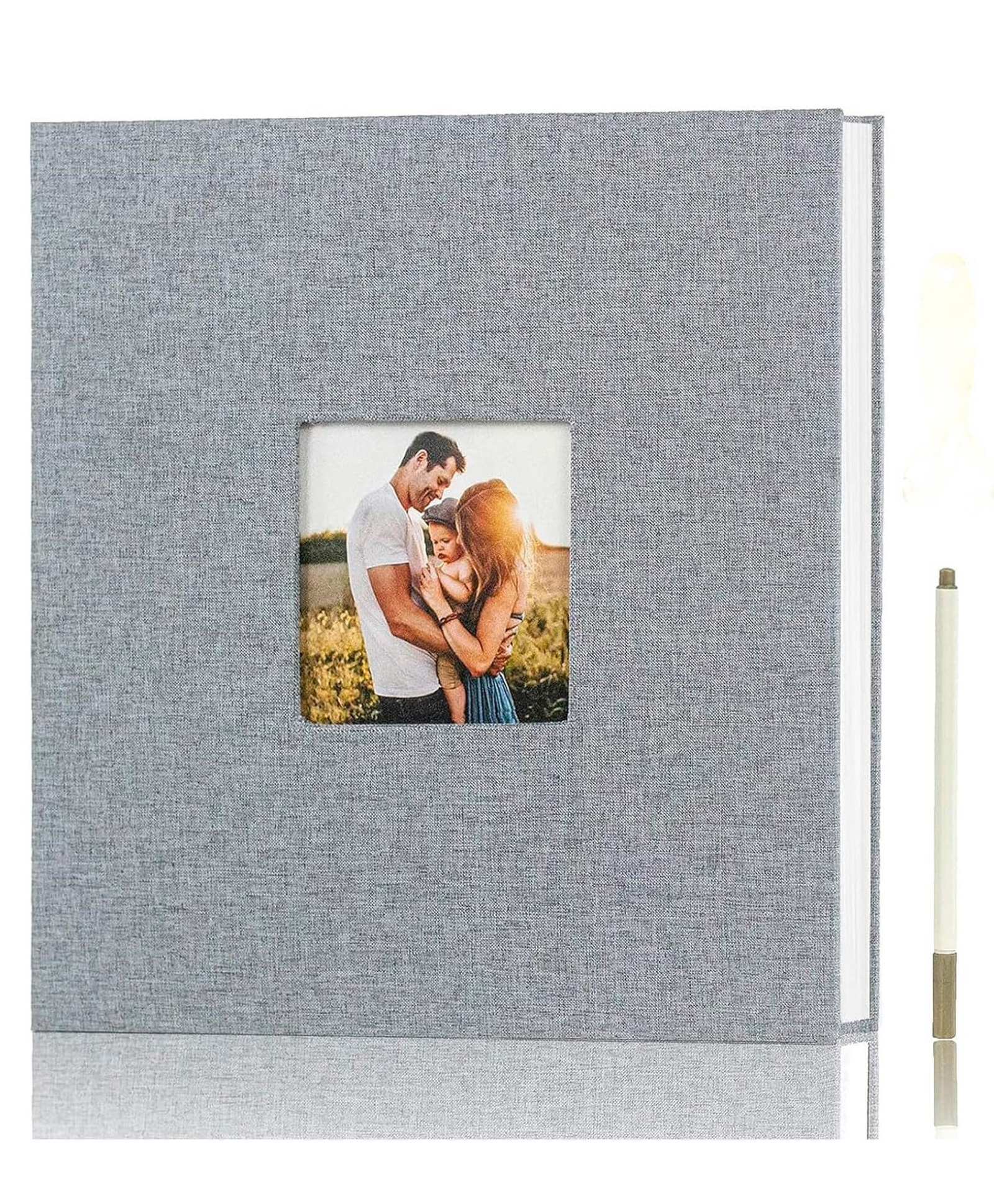 Mold Your Memories Adhesive Photo Album with Customizable Cover | 40 Pages Scrapbook with Metallic Pen & Stickers | Gift Box (Grey 40 Page)-image-48