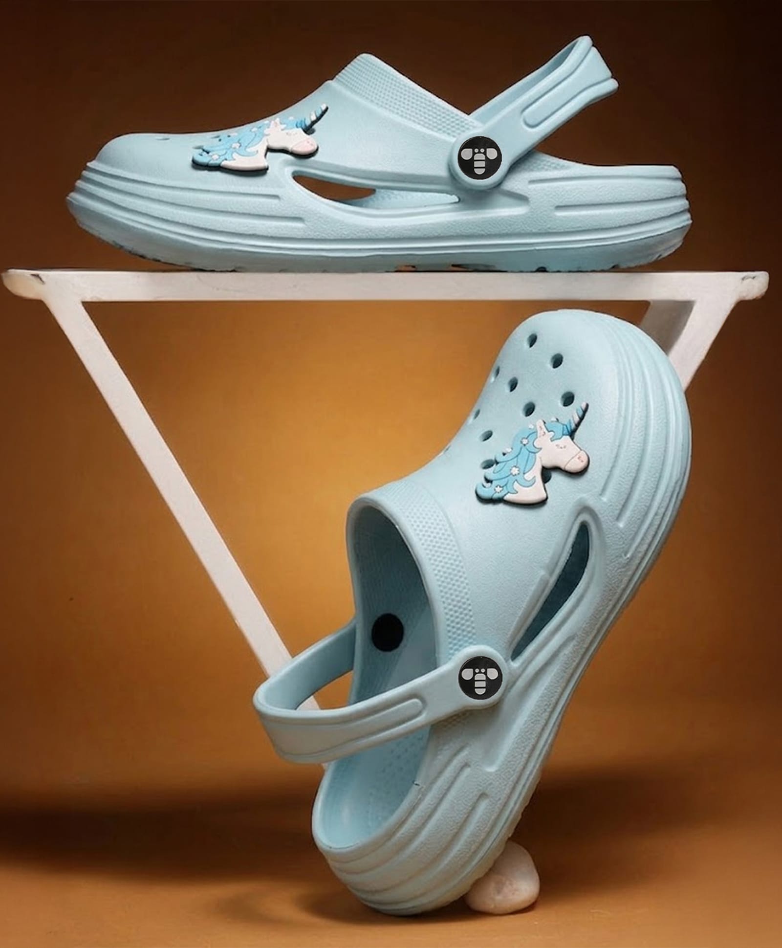 Toothless Unicorn Applique Detailed Perforated Clogs - Sky Blue-picture-19