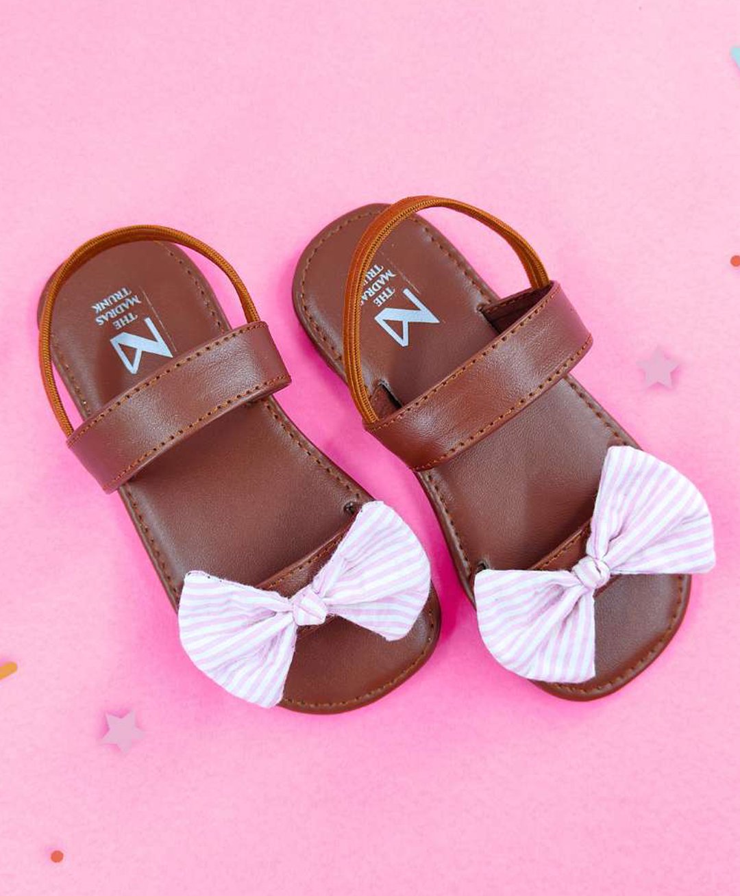 The Madras Trunk Bow Applique Detailed Sandals - Brown-picture-38