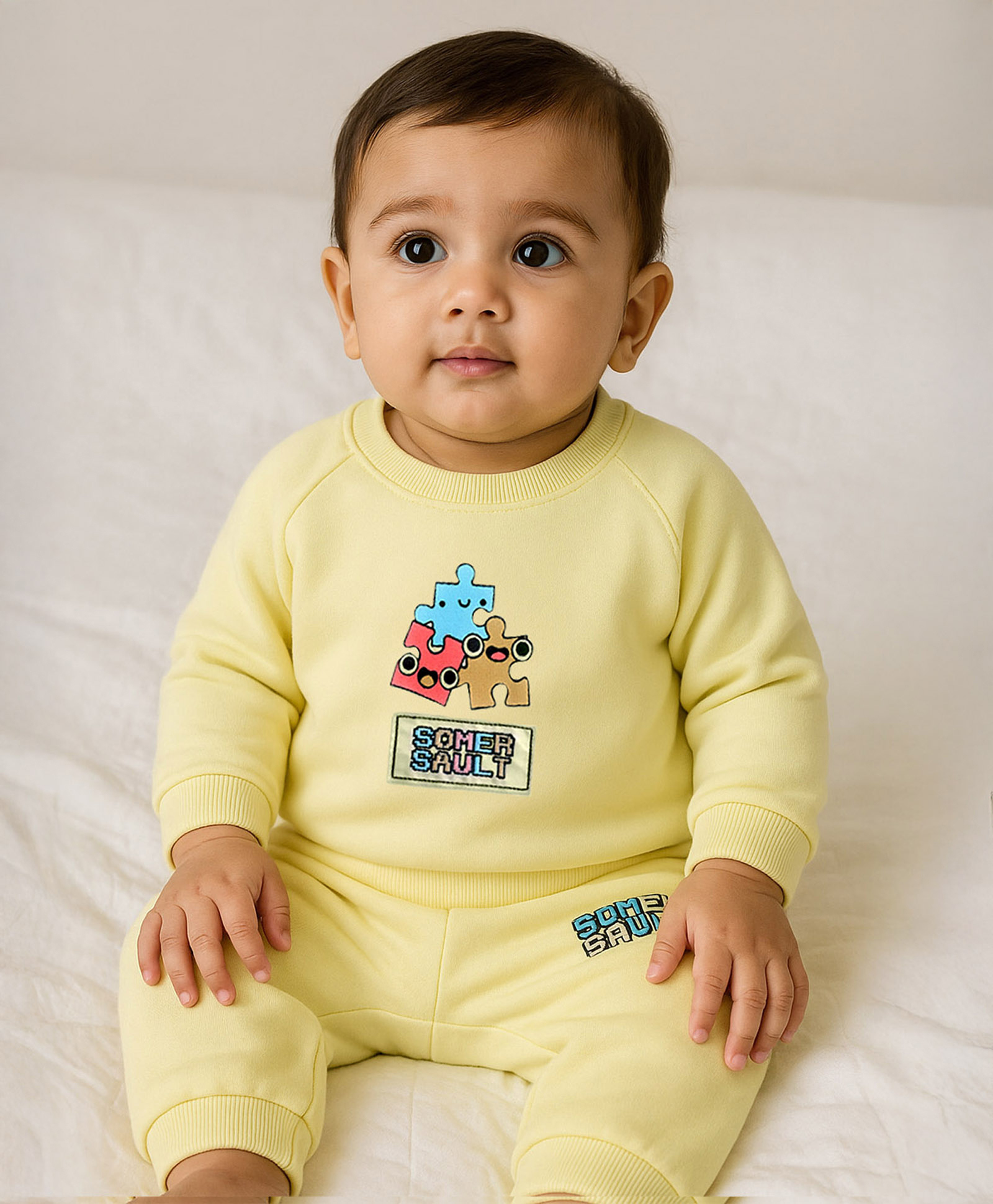 Somersault Full Sleeves Puzzles Printed Sweatshirt With Joggers Set - Ecru-image-32