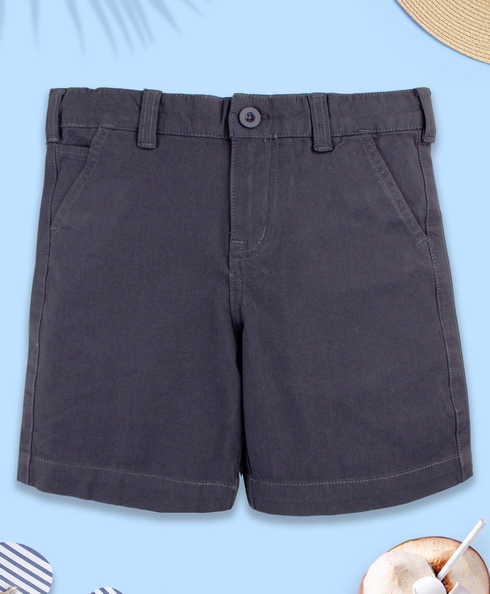 Kiddopanti Cotton Lycra Solid Shorts - Dark Grey-picture-13
