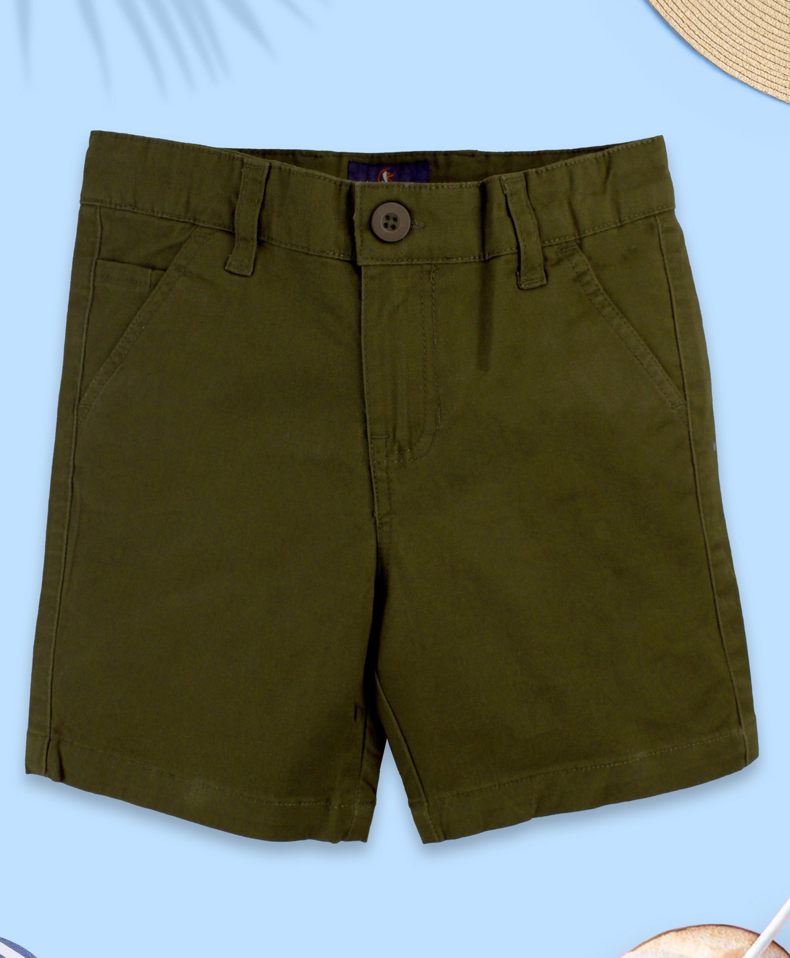 Kiddopanti Cotton Lycra Solid Shorts - Dark Green-picture-10