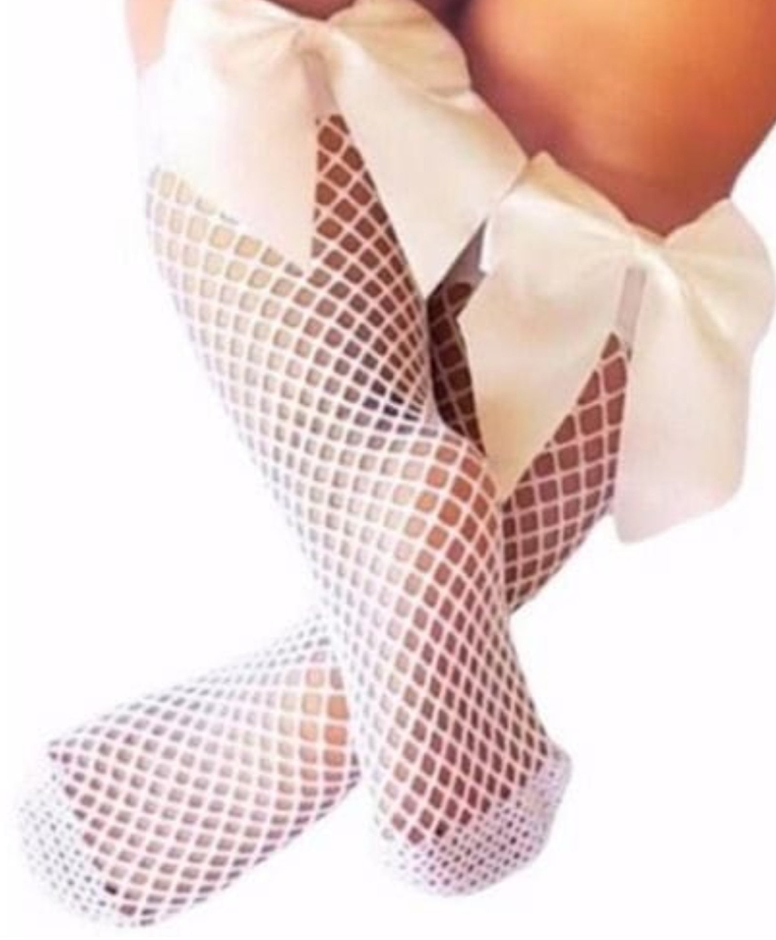 Tipy Tipy Tap Bow Applique Detailed Net Socks - White-picture-28