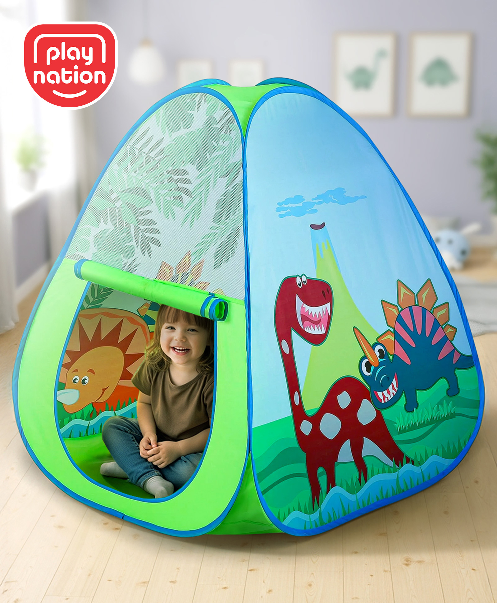 Play Nation Dinosaur Printed Popup Play Tent House - Green