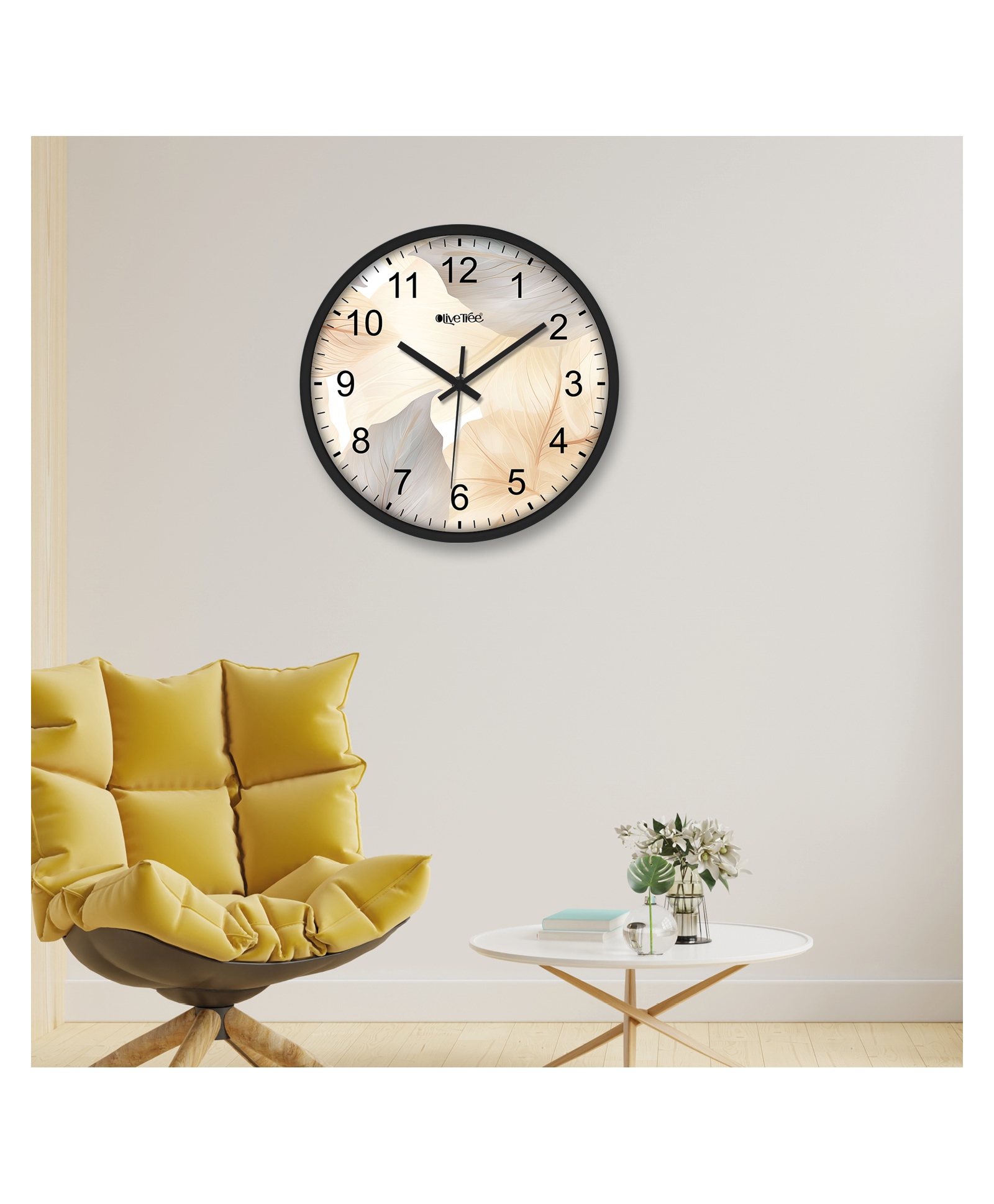 Olive Tree Plastic Wall Clock 12" Analog Decorative Latest Modern Wall Clock for Home, Bedroom, Office-image-3