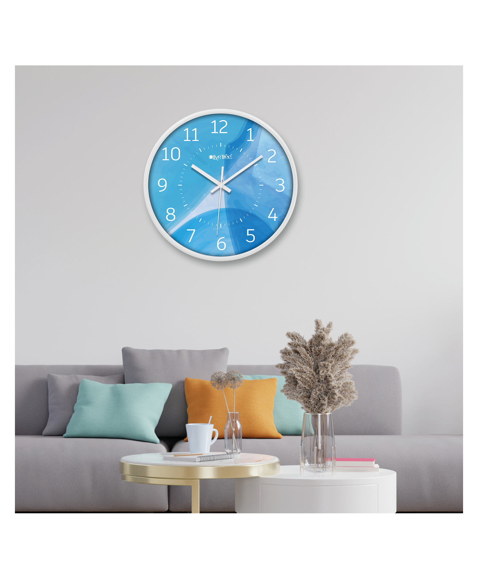 Olive Tree Plastic Wall Clock 12" Analog Decorative Latest Modern Wall Clock for Home, Bedroom, Office-picture-22