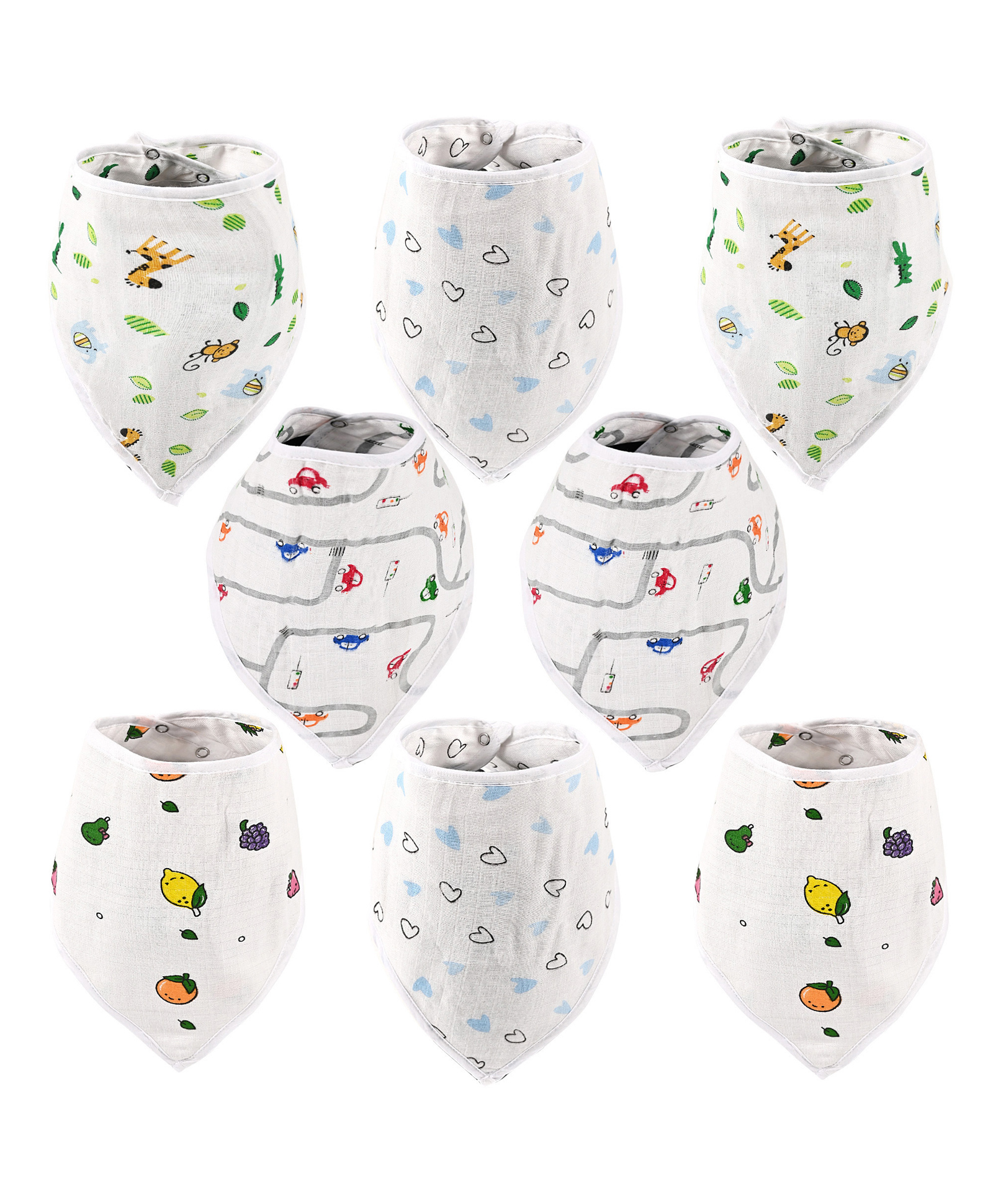 Kuber Industries Pack of 8 Soft Cotton Napkins & Bibs for New Born Baby 0 to 6 Months | Washable Baby Bip Apron for Feeding & Eating Food | White-picture-15