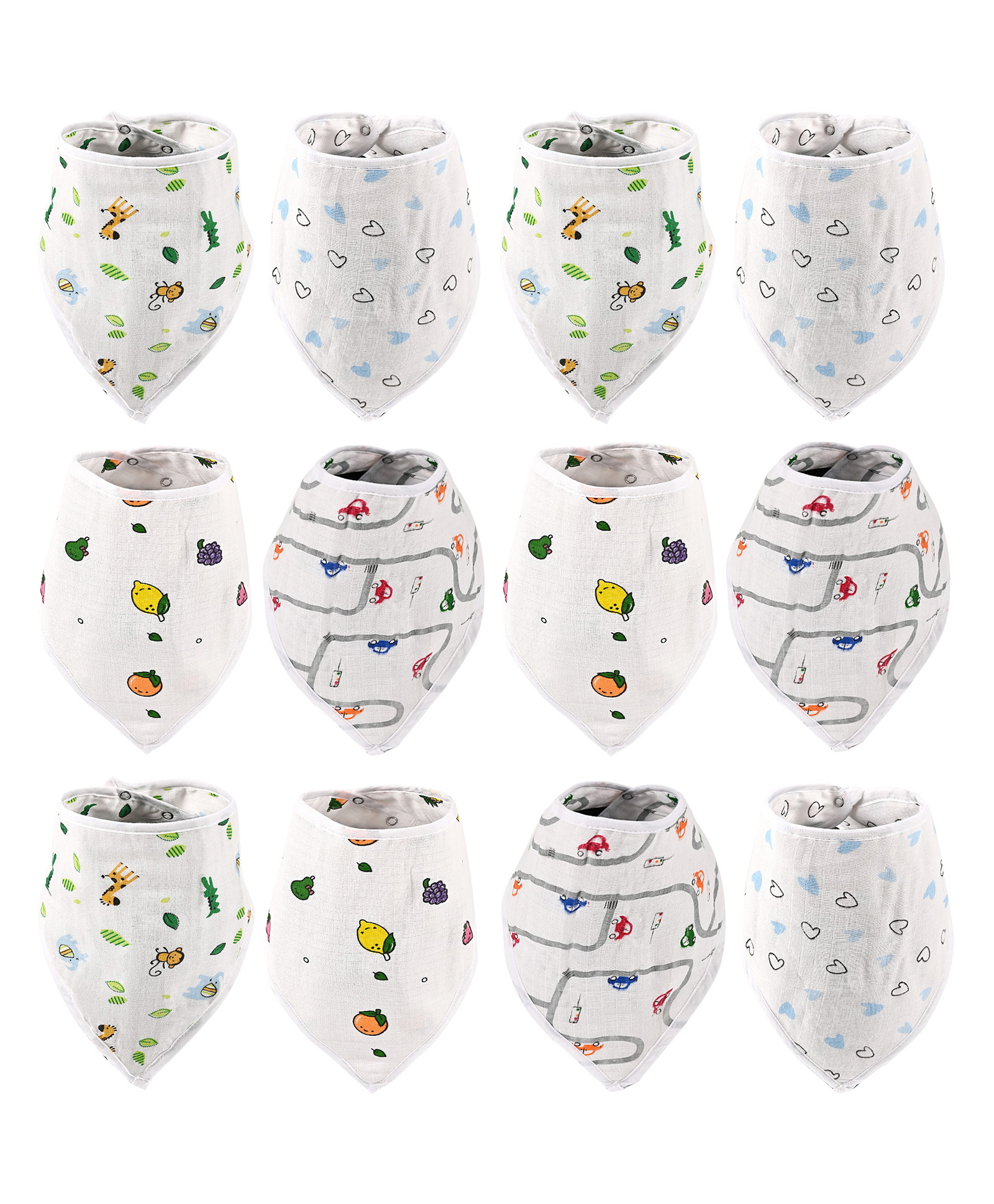 Kuber Industries Set of 12 Soft Cotton Napkins & Bibs for New Born Baby 0 to 6 Months | Washable Baby Bip Apron for Feeding & Eating Food | White-picture-28