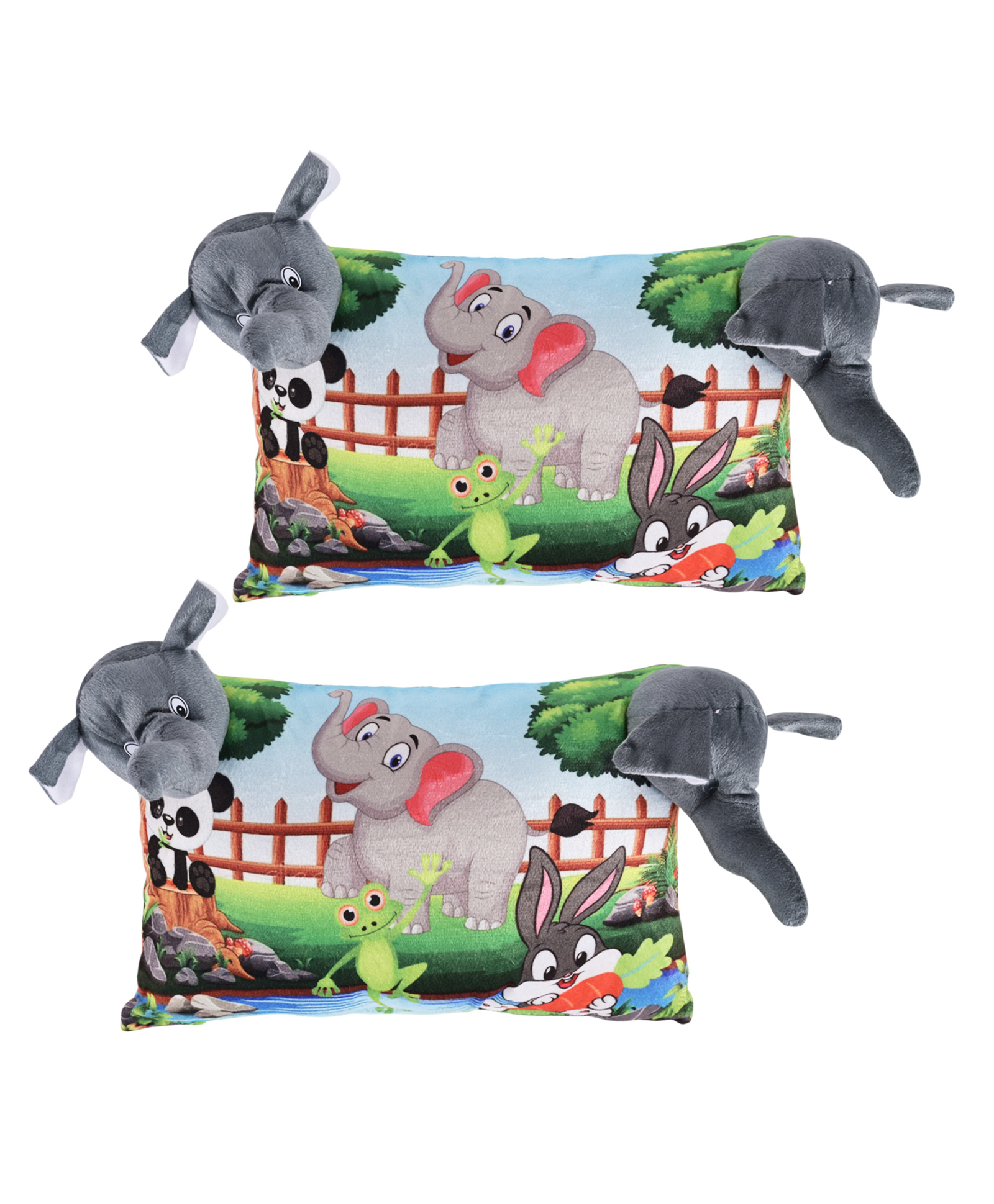Kuber Industries Pack of 2 Soft And Cozy Pillow for Baby | 12x18 Inches Comfortable Toddler Pillow for 2 Year Olds | Sleeping Cushion for Kids Bedtime | Elephant Print - Grey-picture-25