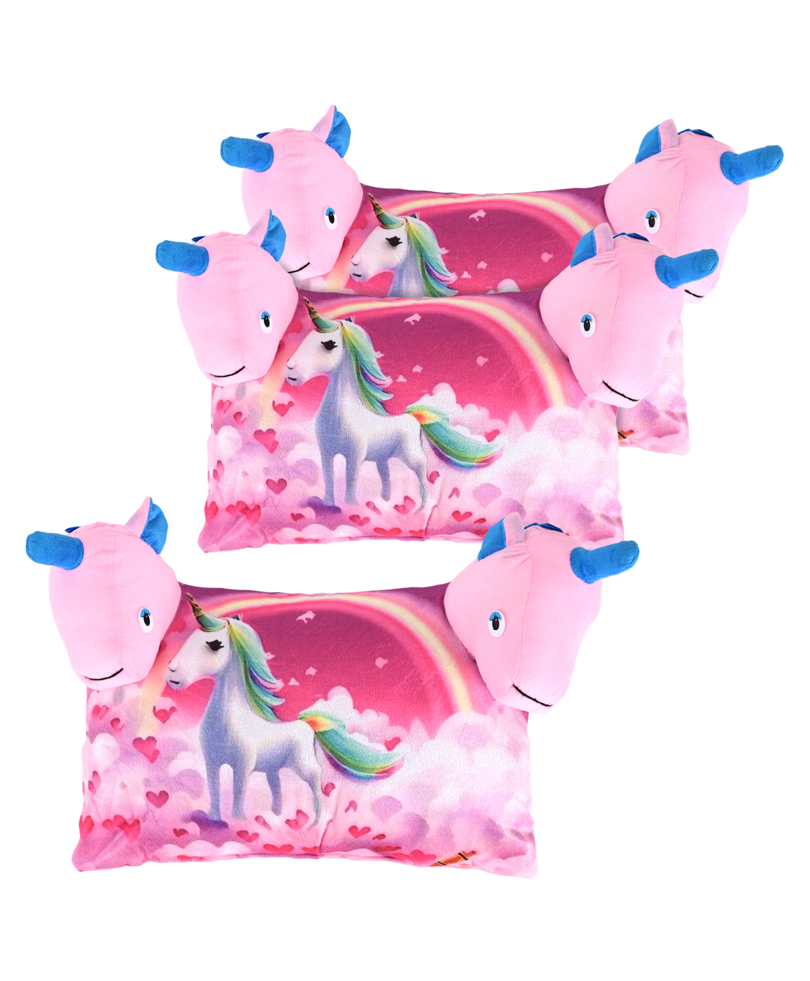 Kuber Industries Pack of 3 Soft And Cozy Pillow for Baby | 12x18 Inches Comfortable Toddler Pillow | Sleeping Cushion for Kids Bedtime | Unicorn Print - Pink-picture-15