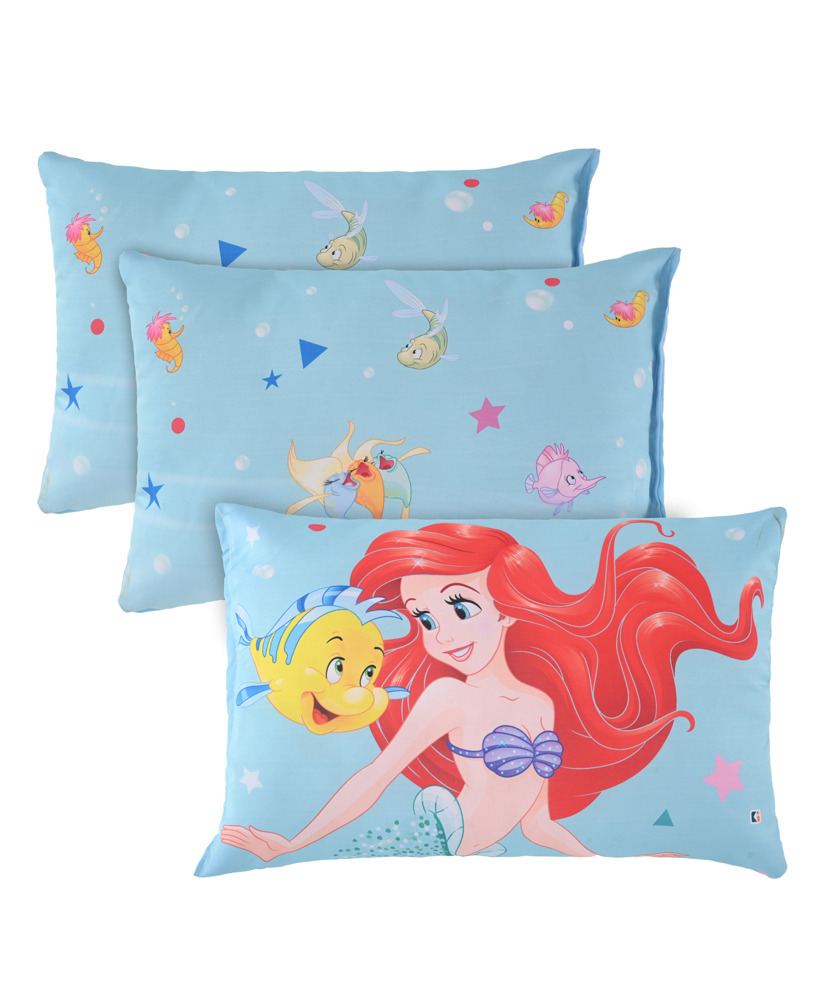 Kuber Industries Pack of 3 Kids Pillows for Boys & Girls | 12"x18" Microfiber Cushion & Pillow Filler for Sleeping Toddlers | Disney Mermaid -Sky Blue-picture-20