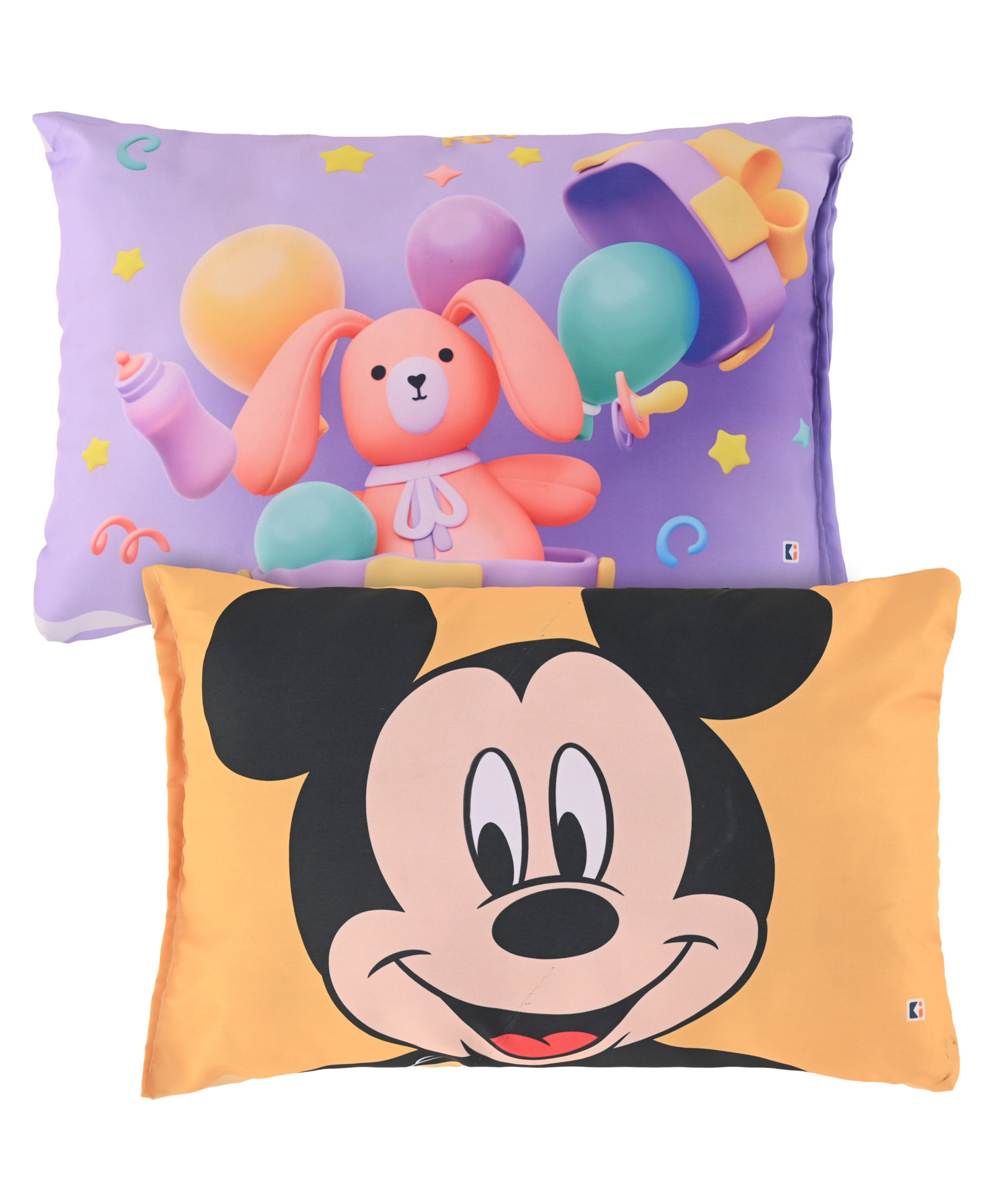 Kuber Industries Pack of 2 Kids Pillows for Boys & Girls | 12"x18" Soft Cushion & Pillow Filler for Sleeping Toddlers | Printed -Yellow & Purple-picture-16