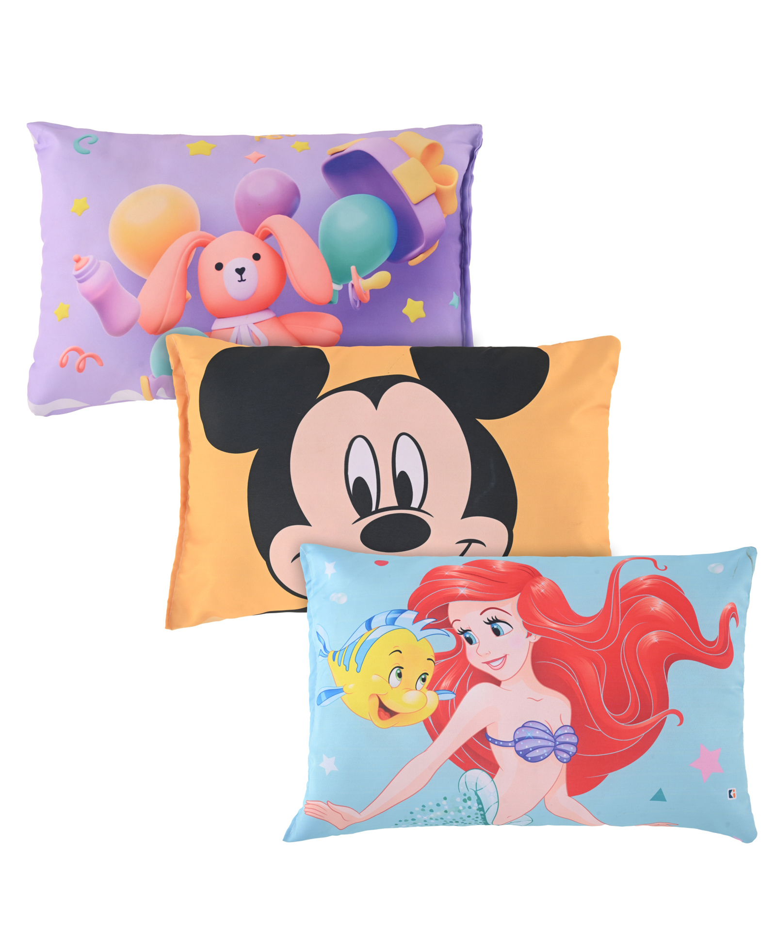 Kuber Industries Pack of 3 Kids Pillows for Boys & Girls | 12"x18" Cushion & Pillow Filler for Sleeping Toddlers | Printed -Sky Blue, Yellow & Purple-picture-23