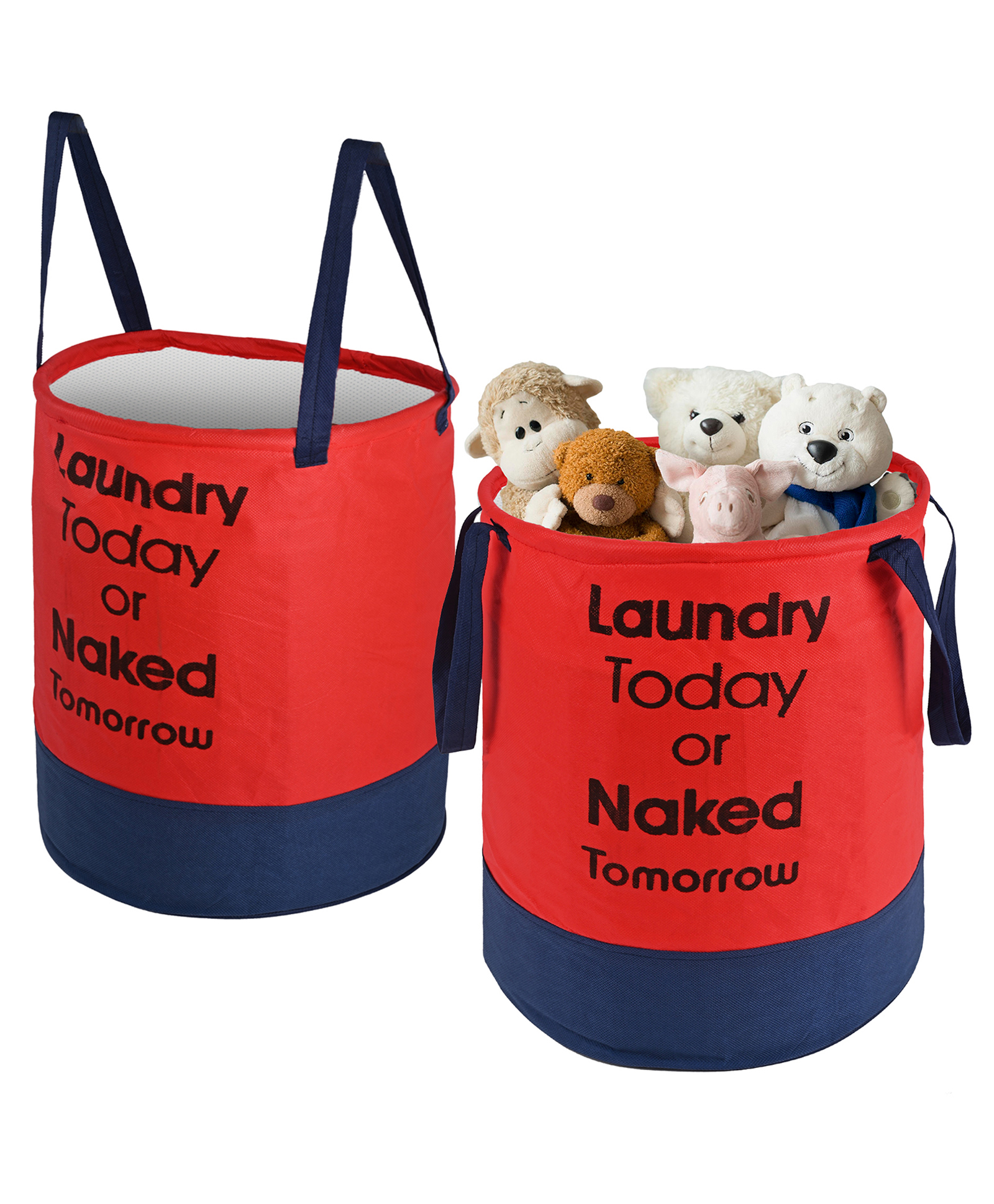 Kuber Industries Pack of 2 Foldable 45L Toys Organizer for Kids Room - Soft Toys Storage Bag/Basket/Container with Handles | Red & Blue-picture-31