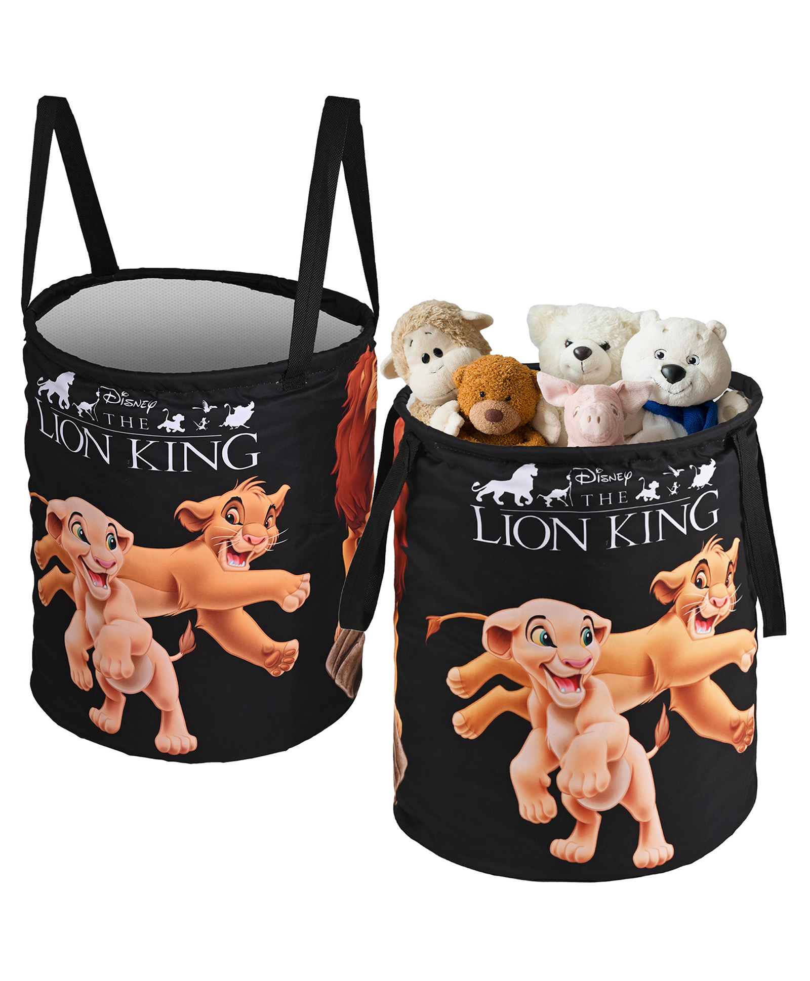 Kuber Industries Pack of 2 Foldable 45L Toys Organizer for Kids Room - Soft Toys Storage Bag/Basket/Container with Handles | Disney Lion King - Black-picture-28