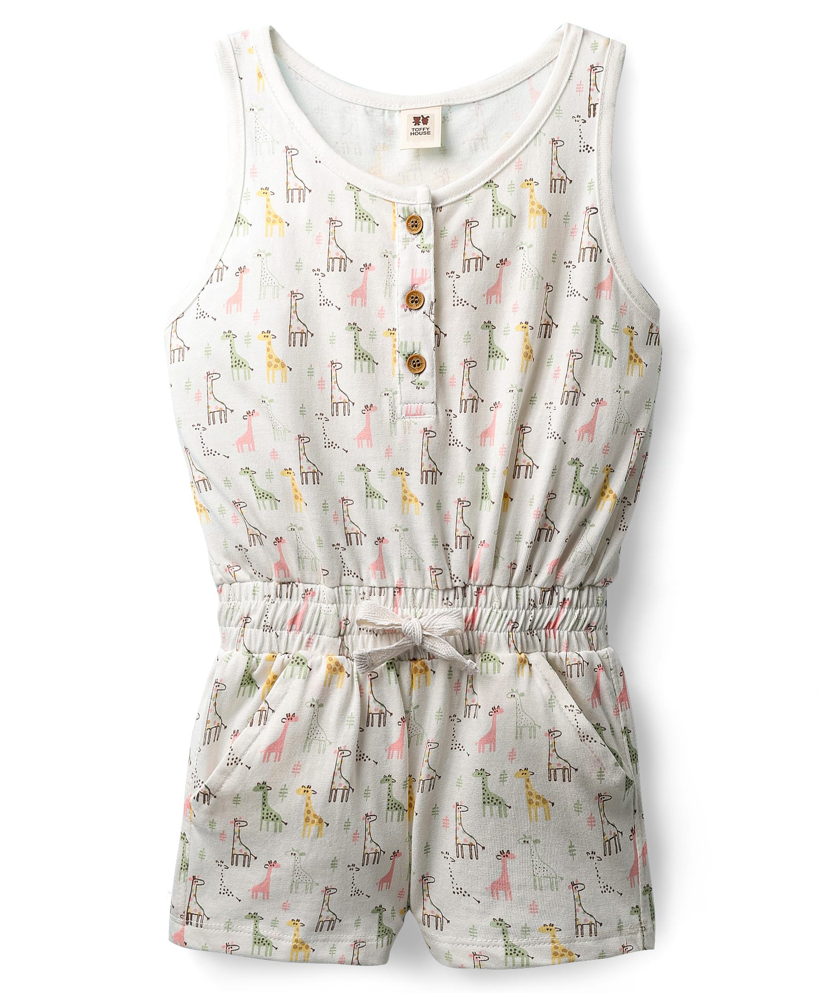 ToffyHouse Single Jersey Knit Sleeveless Jumpsuit With Animal Print - White-image-39