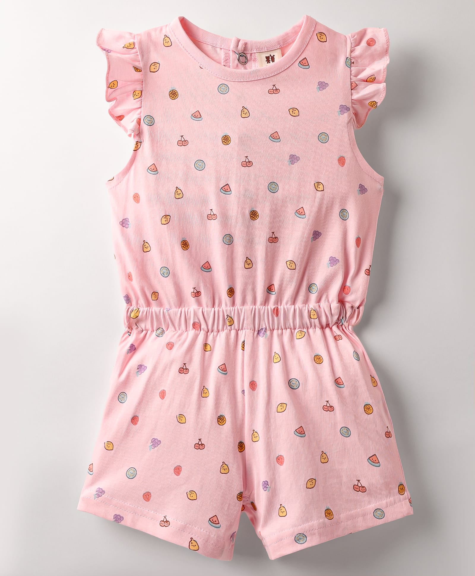 ToffyHouse Single Jersey Knit Frill Sleeves Jumpsuit with Fruit Print - Pink-image-20