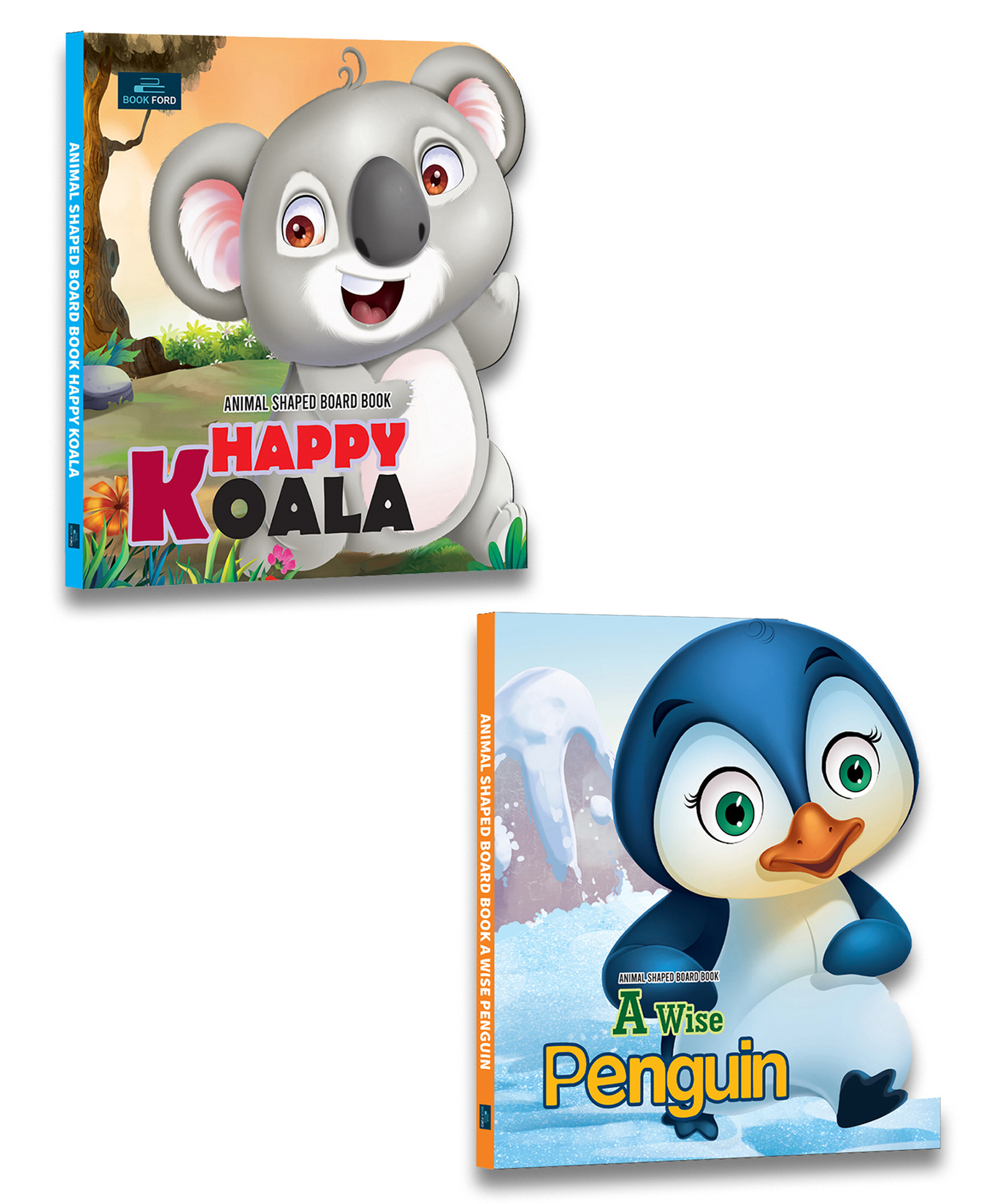 A Wise Penguin & Happy Koala Animals Shaped Story Board Books Set of 2 - English-image-25