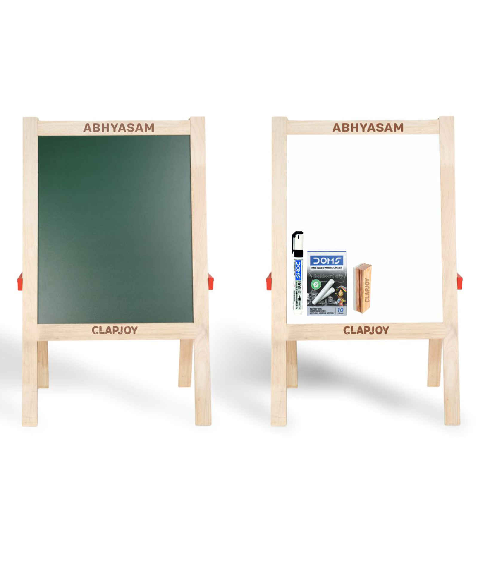 CLAPJOY Double Sided Easel Board for kids with Marker, Chalk Set & Duster-image-26