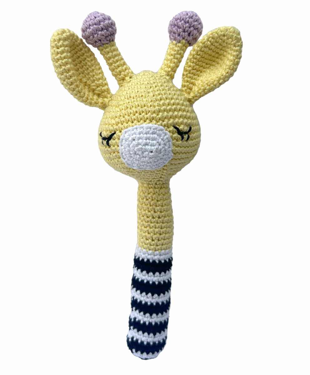 CLAPJOY Baby Giraffe Long Rattle Handmade Crochet Baby Ring Rattle Toy | Teething Toy-image-44