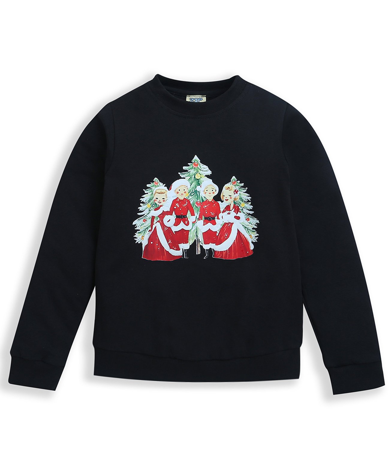 ZIP ZAP ZOOP Cotton Knit Christmas Theme Full Sleeves Christmas Tree Printed Sweatshirt - Black-picture-23